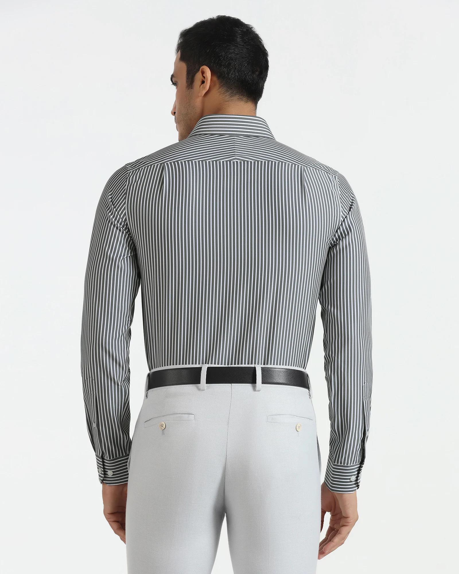 Non Iron Formal Grey Stripe Shirt - Intex - Image 2