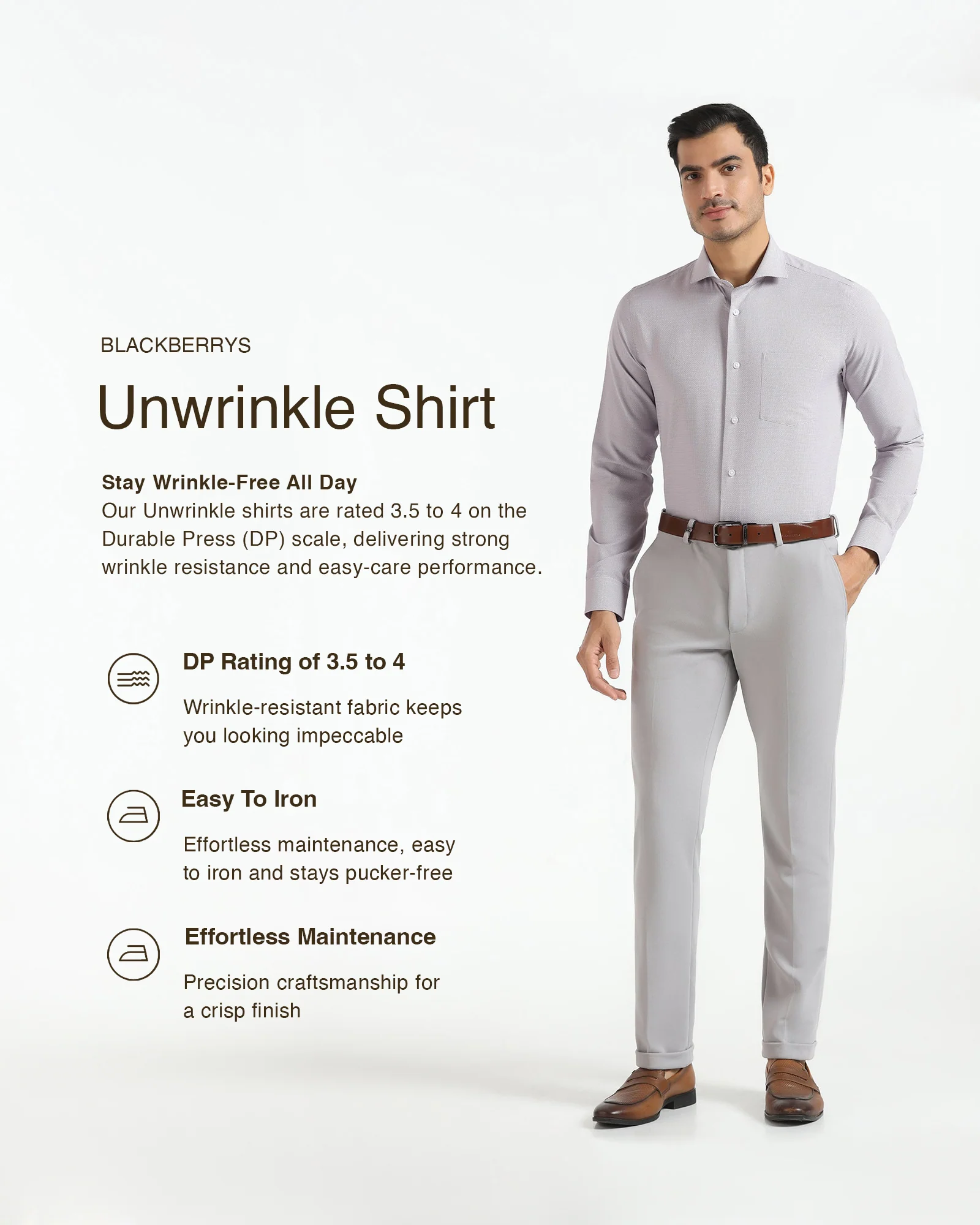 Non Iron Formal Purple Textured Shirt - Ivis - Image 3