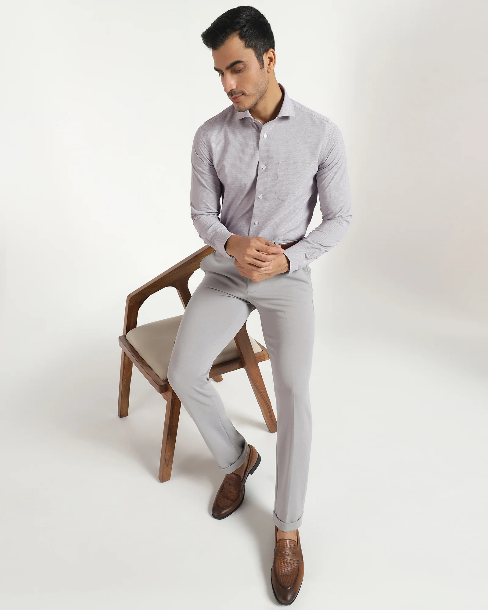 Non Iron Formal Purple Textured Shirt - Ivis - Image 7