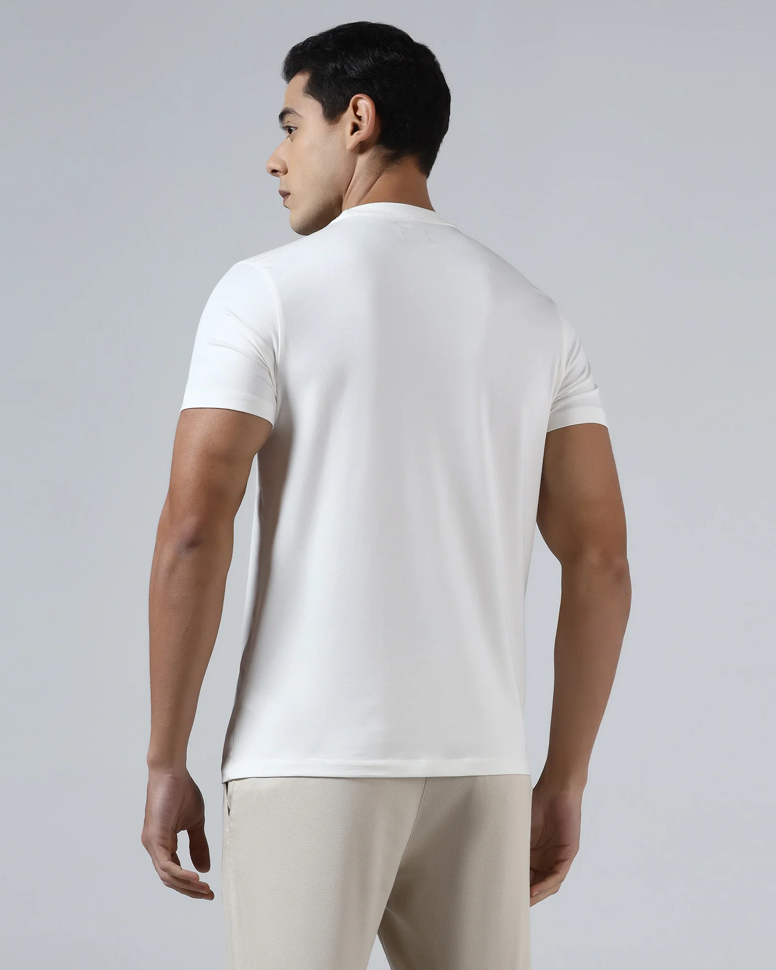 White Crew Neck Printed T-Shirt - James - Image 2