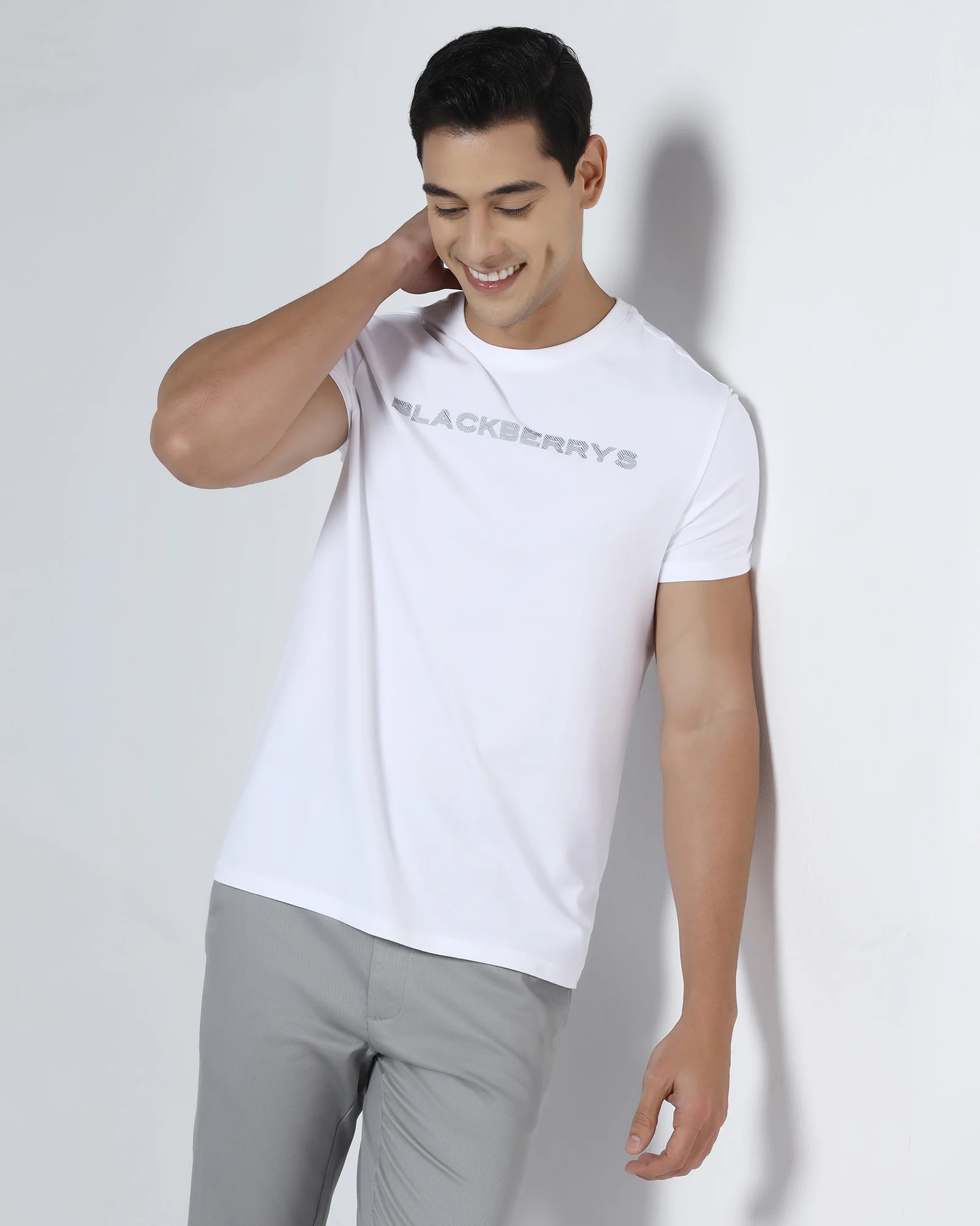 White Crew Neck Printed T-Shirt - Jean - Image 5