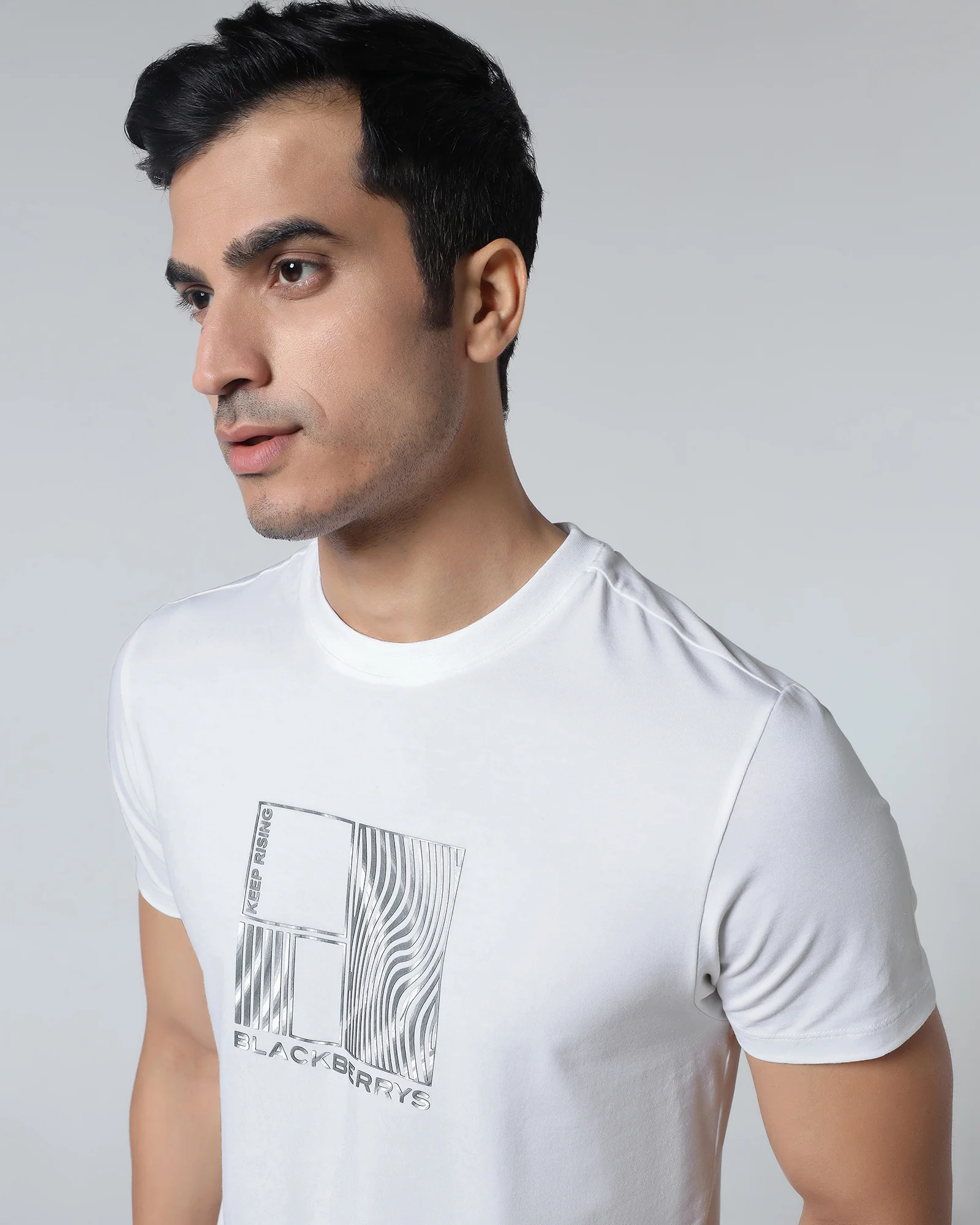 White Crew Neck Printed T-Shirt - Sybill - Image 4