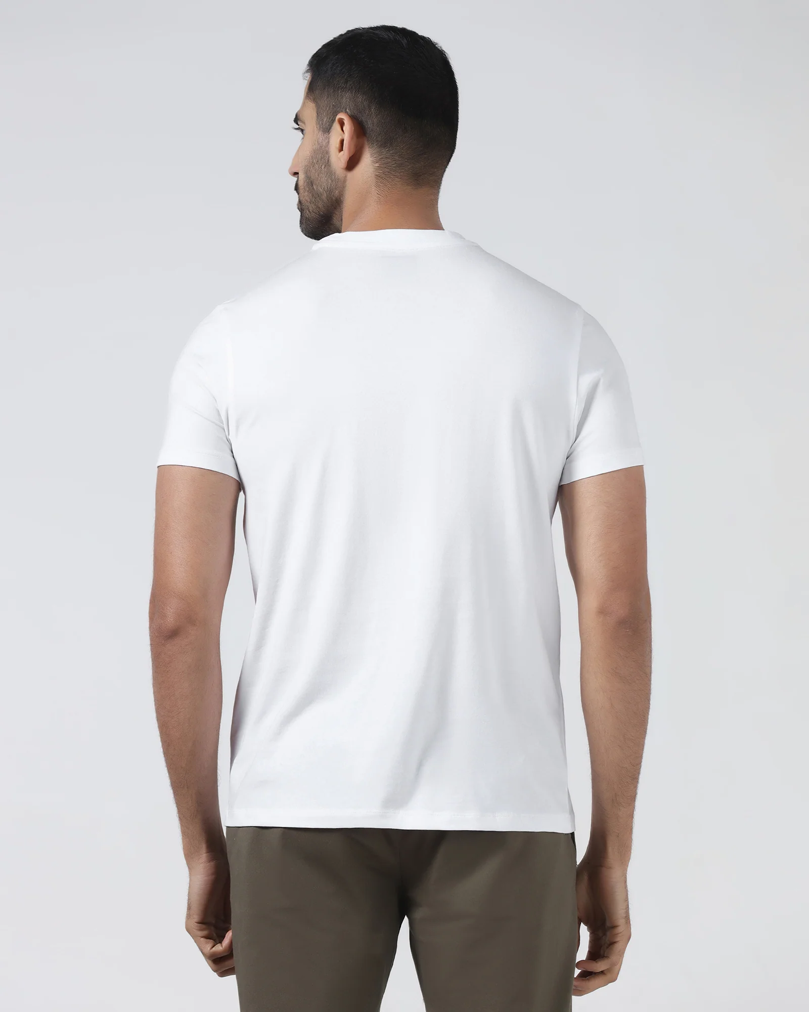 White Crew Neck Solid T-Shirt - Rising - Image 2