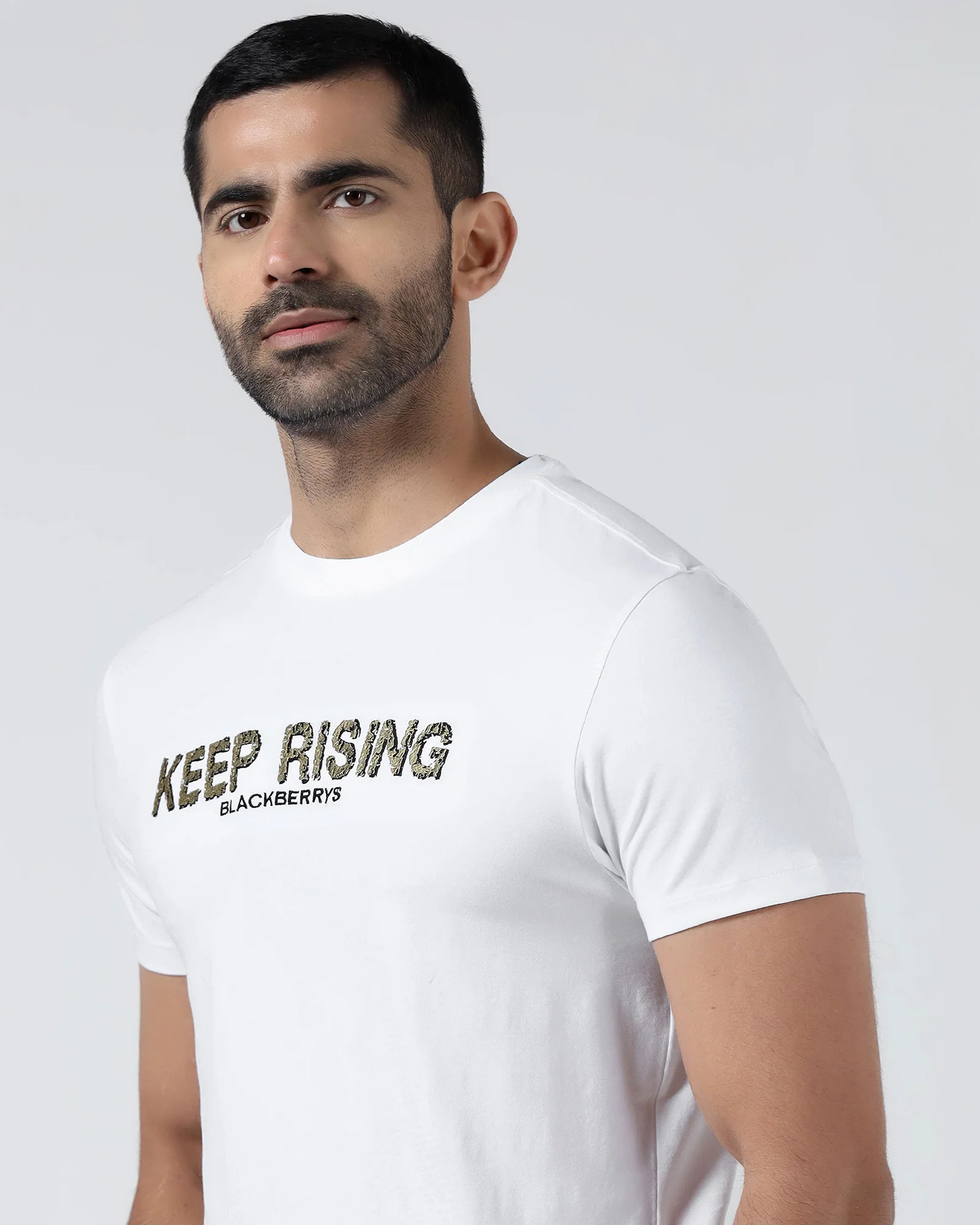 White Crew Neck Solid T-Shirt - Rising - Image 4