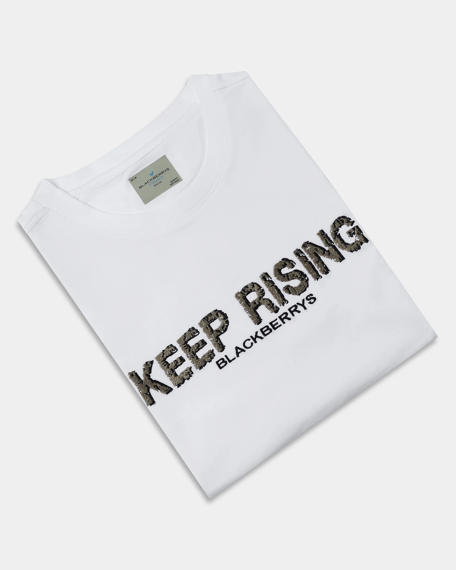 White Crew Neck Solid T-Shirt - Rising - Image 5