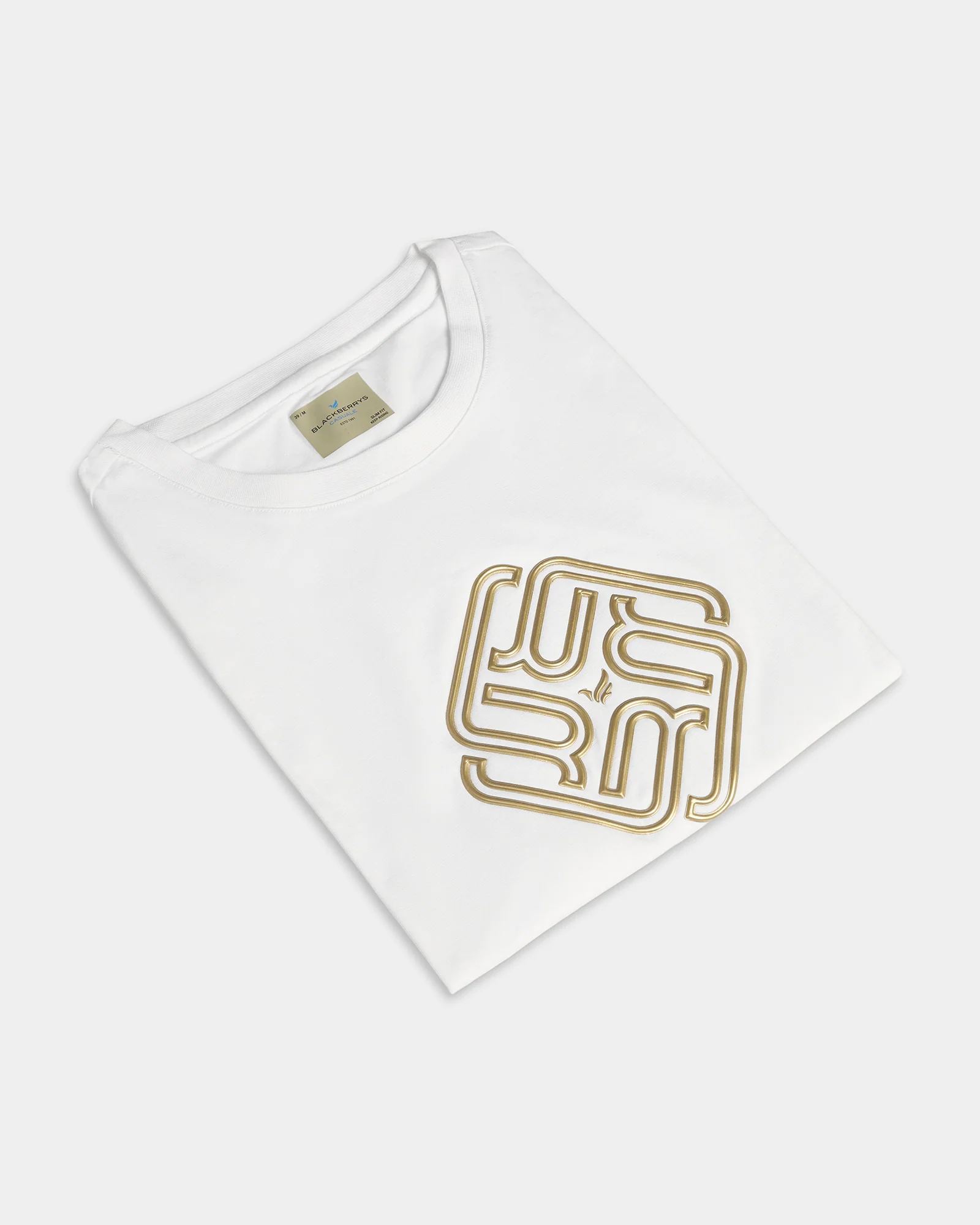 White Crew Neck Textured T-Shirt - Crown - Image 5