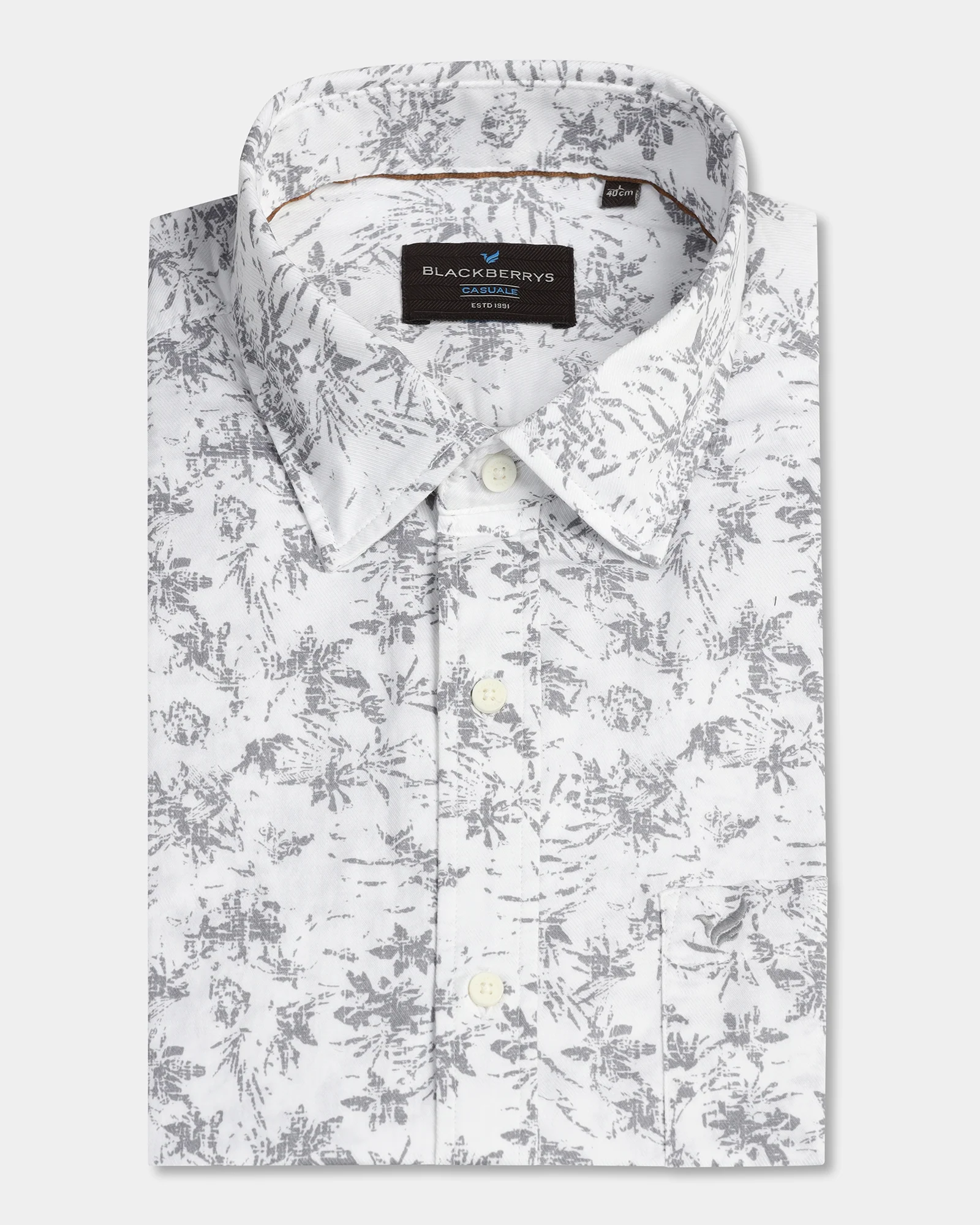White Half Sleeve Printed Shirt - Holten - Image 5