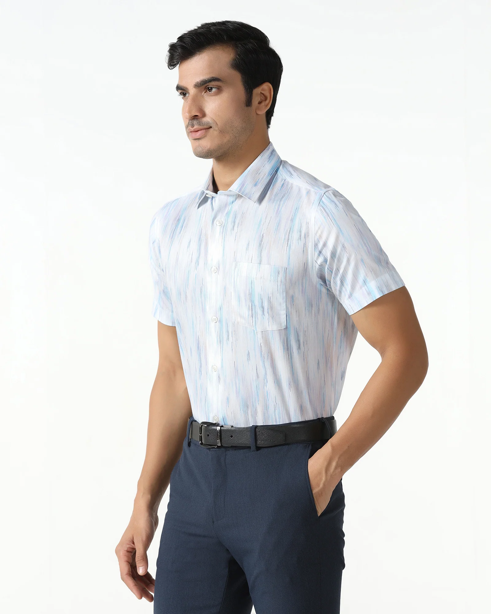 White Half Sleeve Printed Shirt - Siena - Image 7