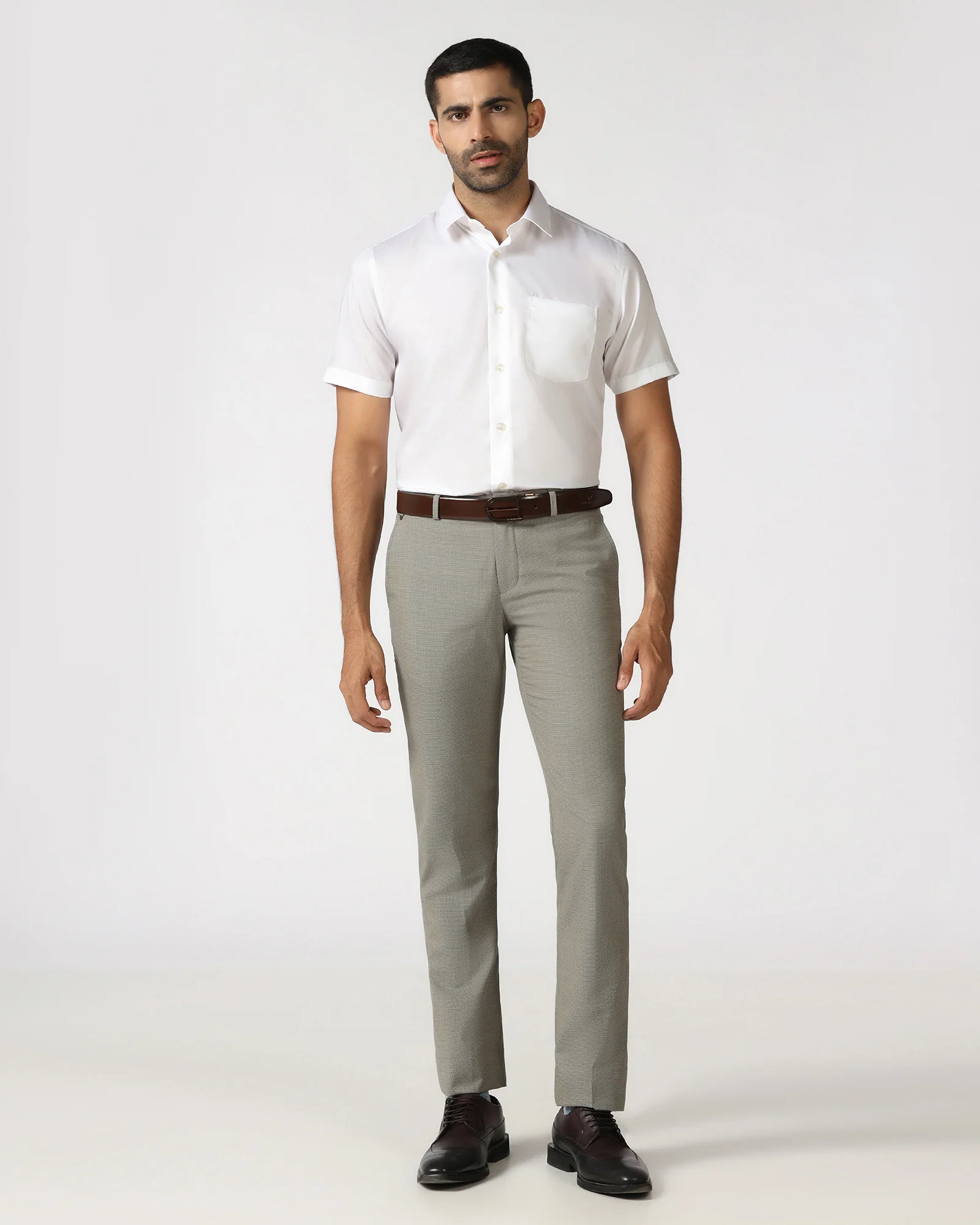 White Half Sleeve Solid Shirt - Dawn - Image 3
