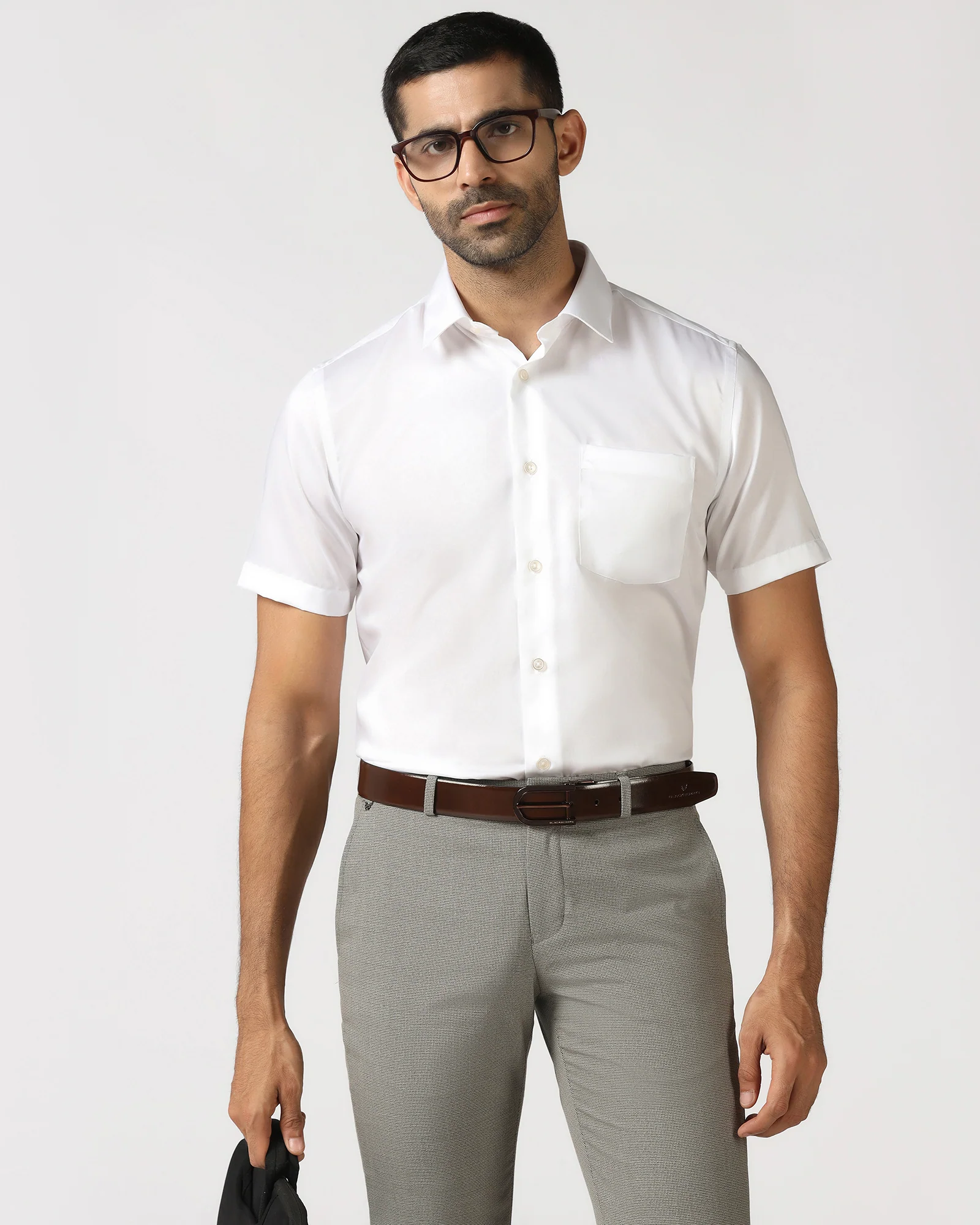 White Half Sleeve Solid Shirt - Dawn - Image 7