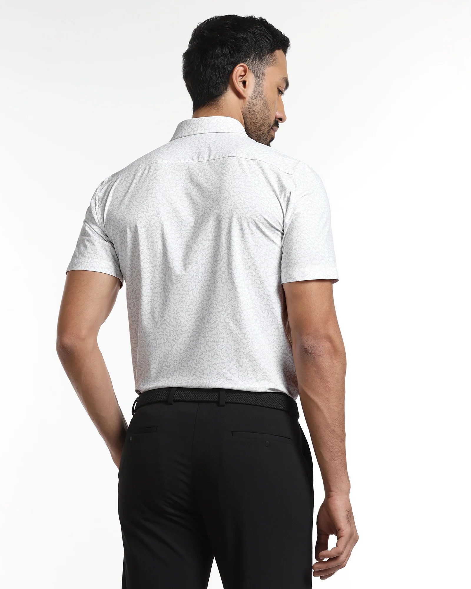 White Half Sleeve TechPro Printed Shirt - Ramtilhs - Image 2