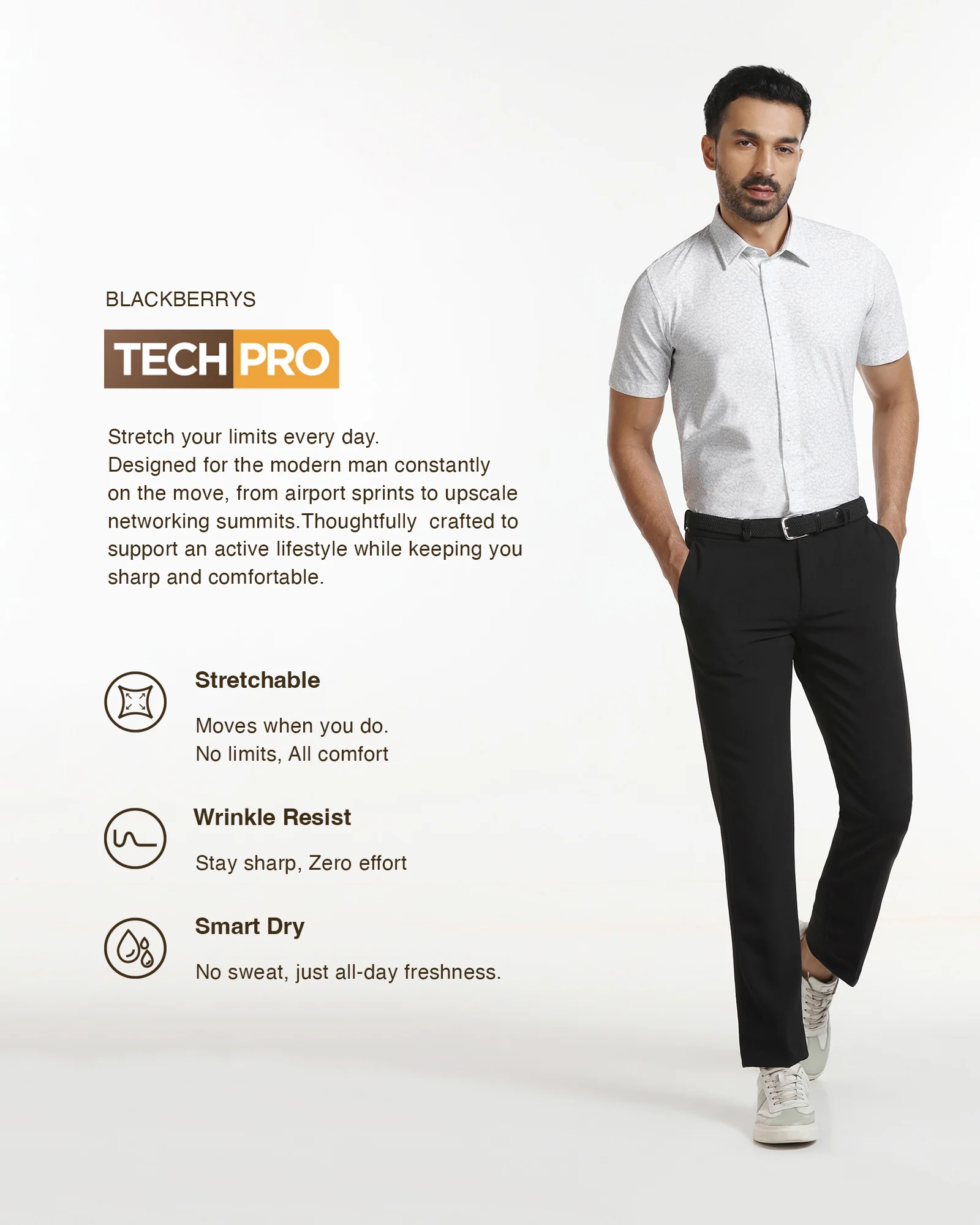 White Half Sleeve TechPro Printed Shirt - Ramtilhs - Image 3
