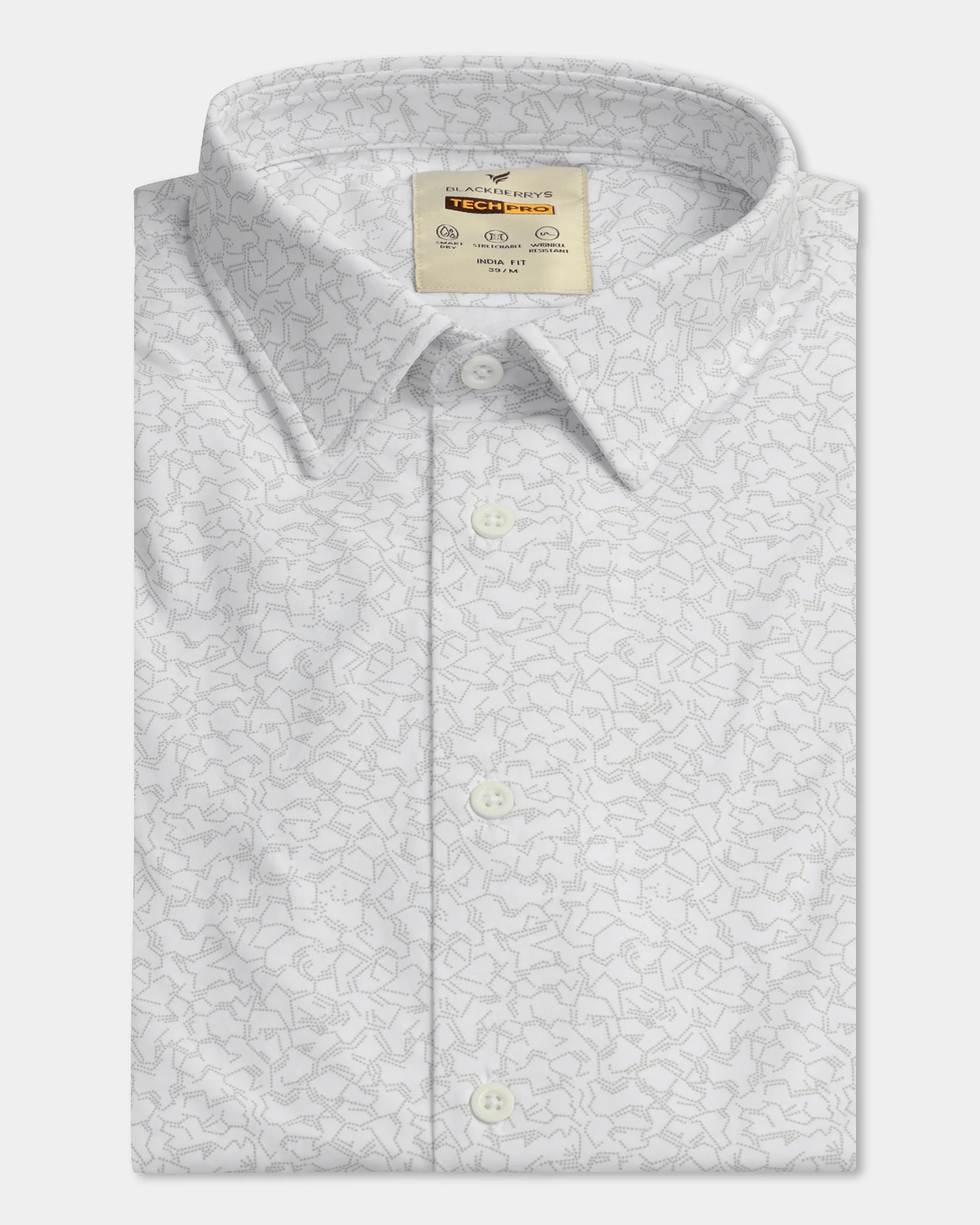 White Half Sleeve TechPro Printed Shirt - Ramtilhs - Image 5