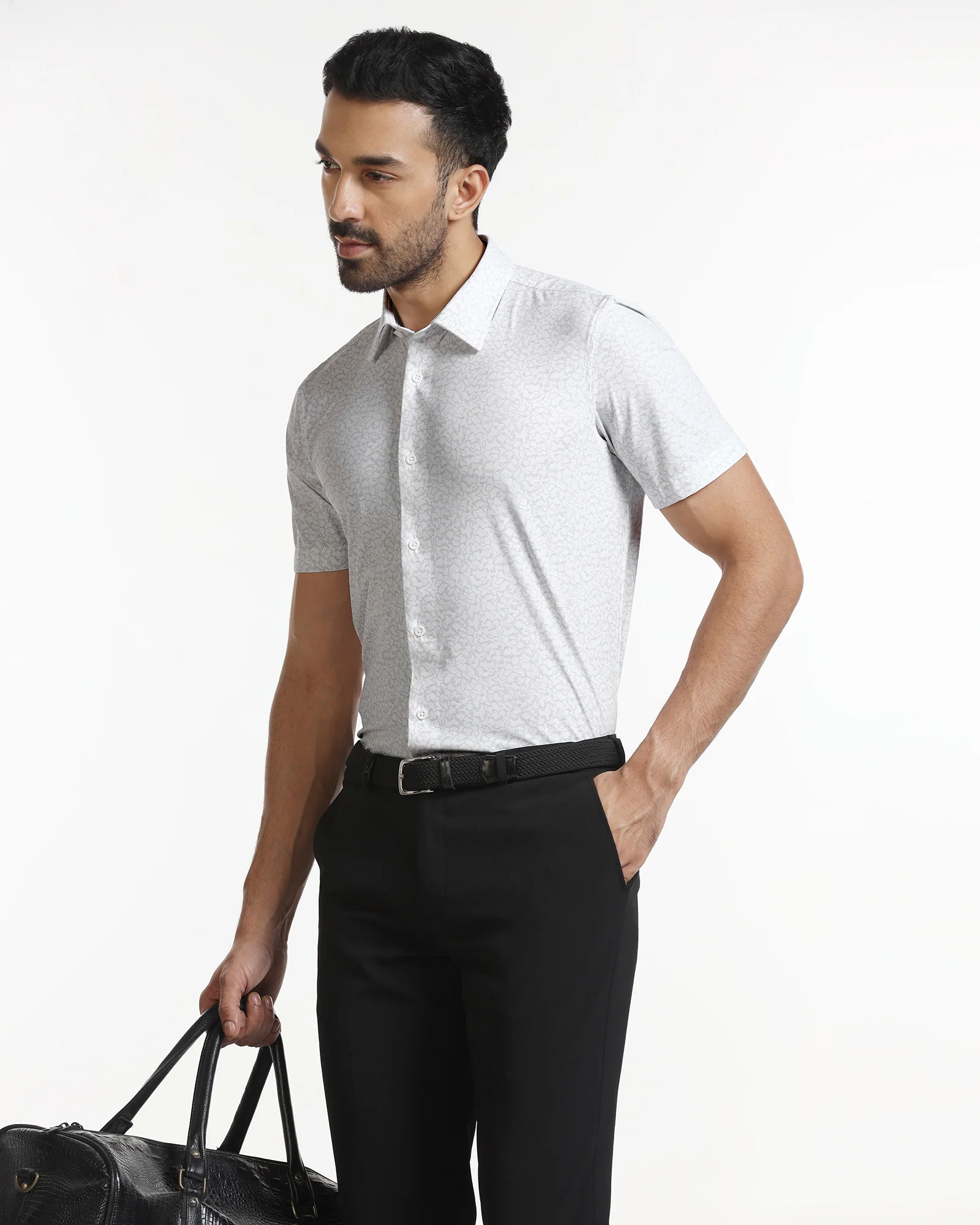 White Half Sleeve TechPro Printed Shirt - Ramtilhs - Image 7