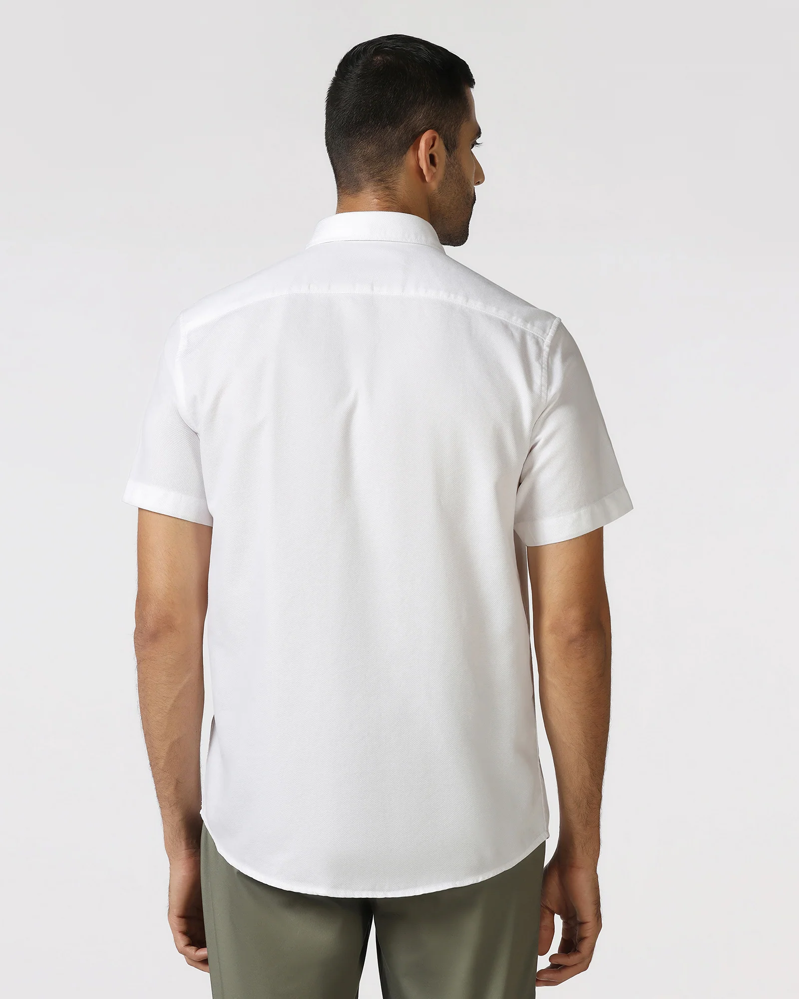 White Half Sleeve Textured Shirt - Caty - Image 2