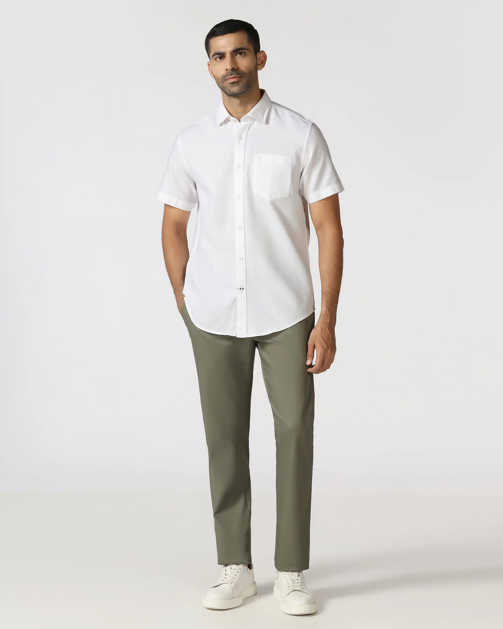 White Half Sleeve Textured Shirt - Caty - Image 3