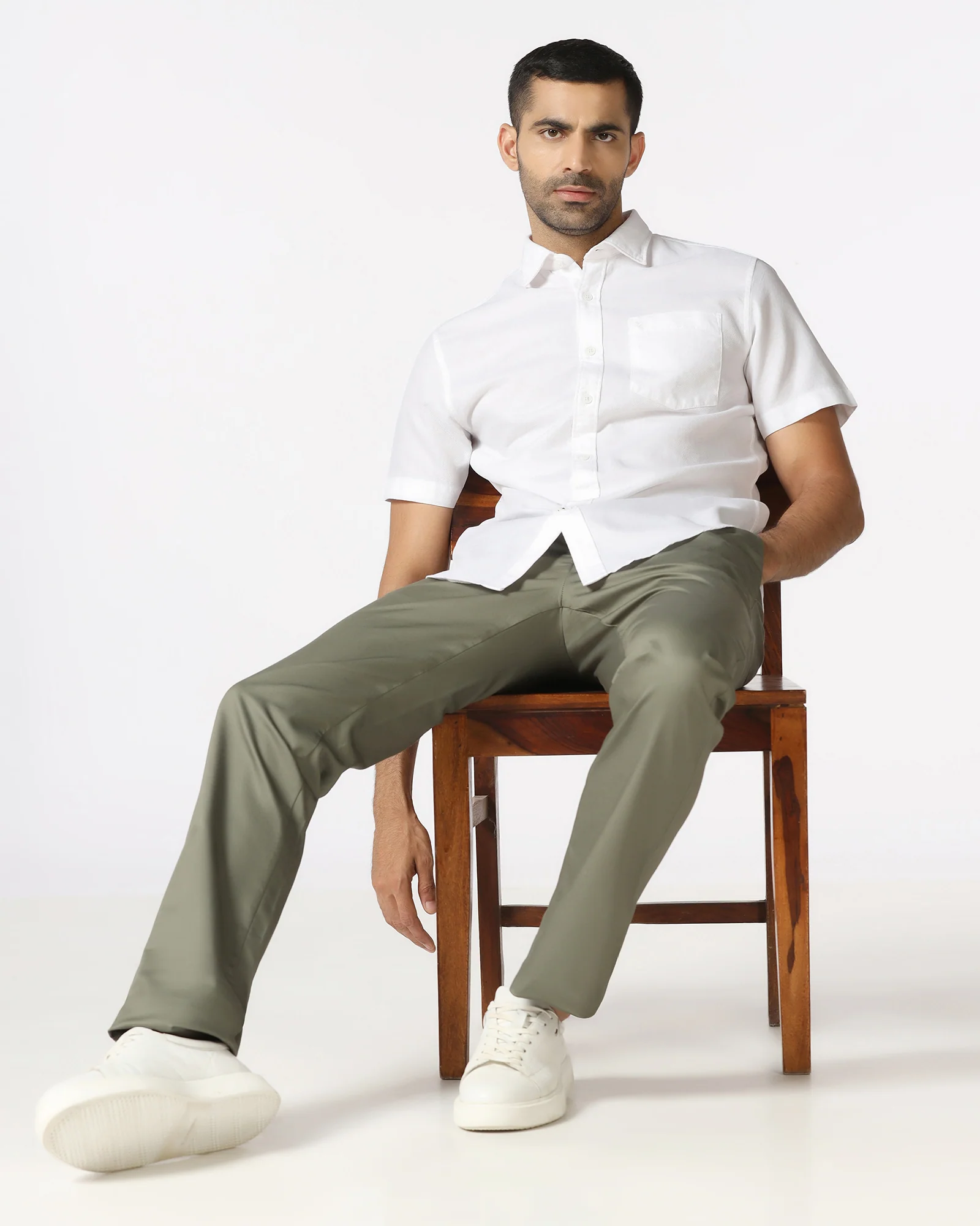 White Half Sleeve Textured Shirt - Caty - Image 8