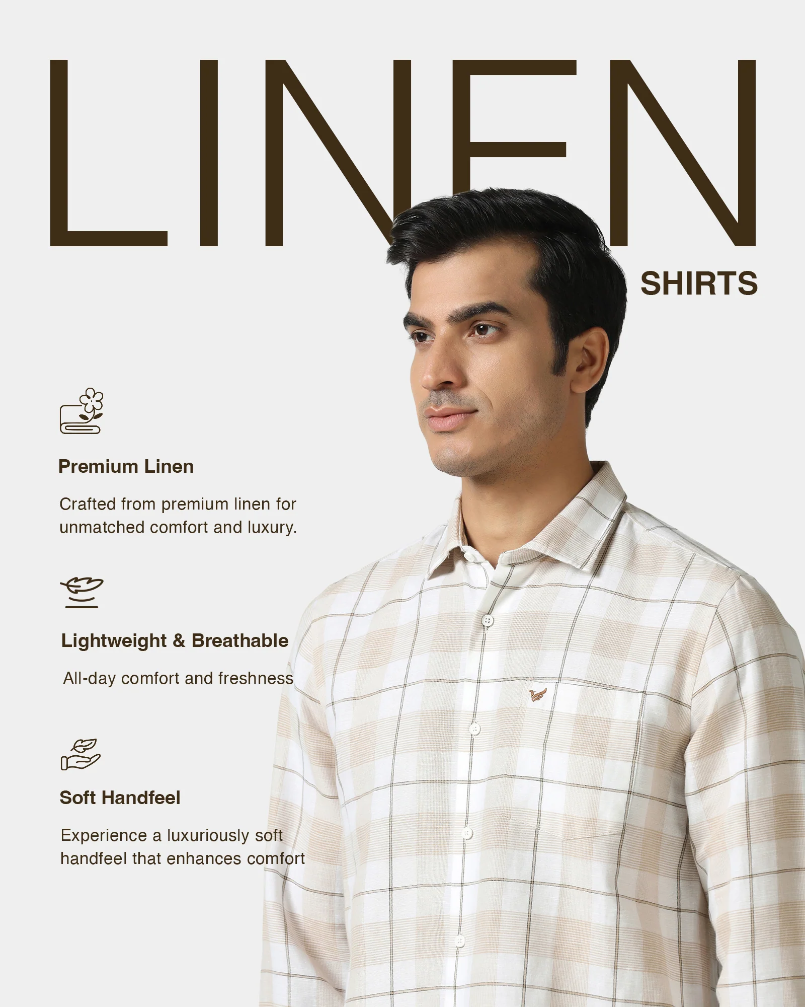 White Linen Check Shirt - Merik - Image 4
