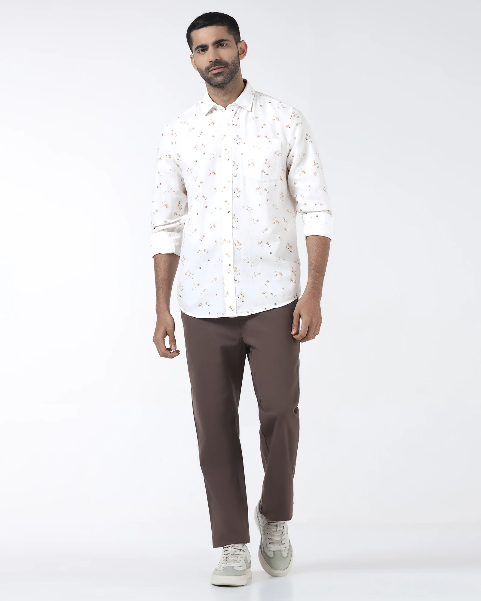 White Linen Printed Shirt - Arigo - Image 3