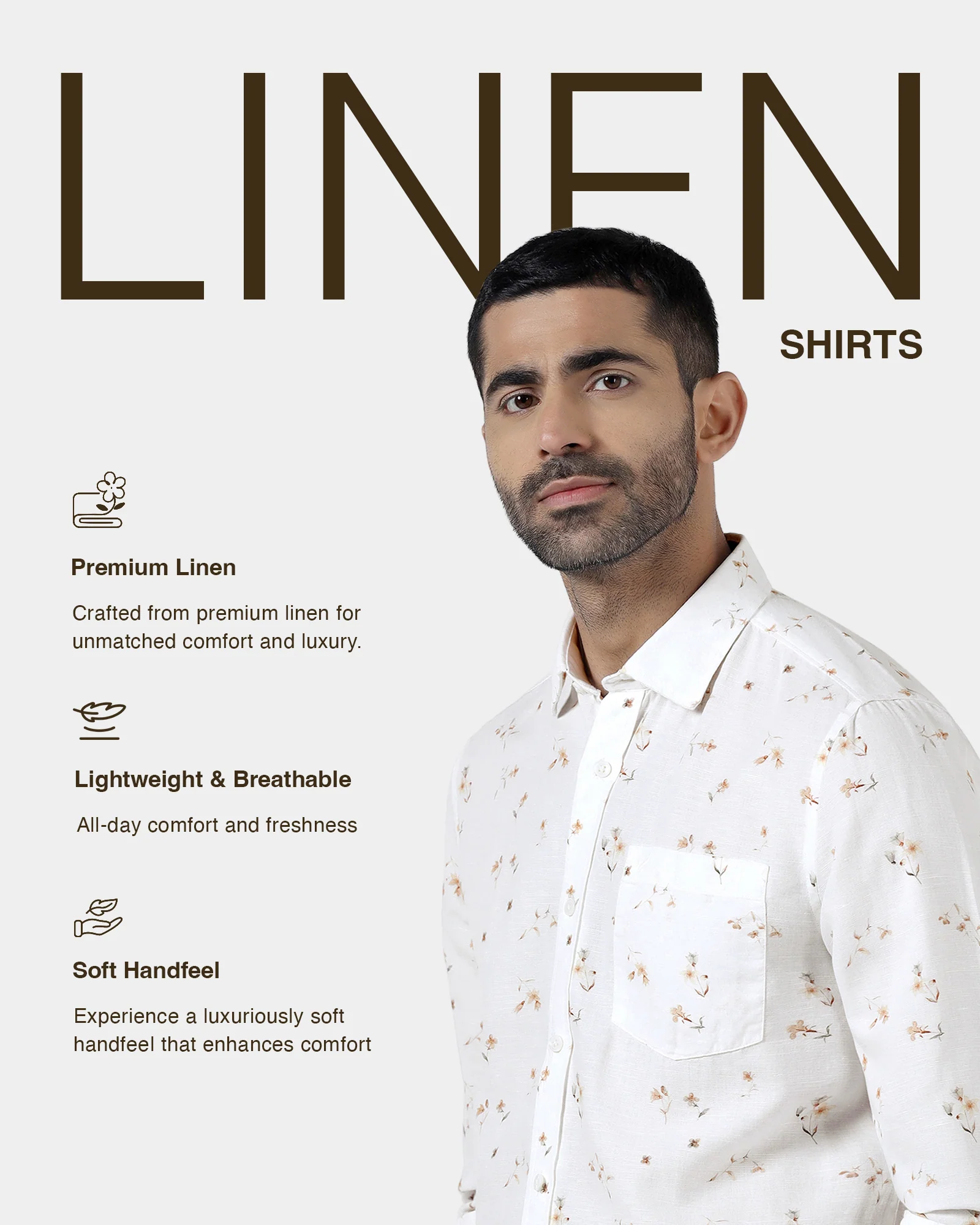 White Linen Printed Shirt - Arigo - Image 4
