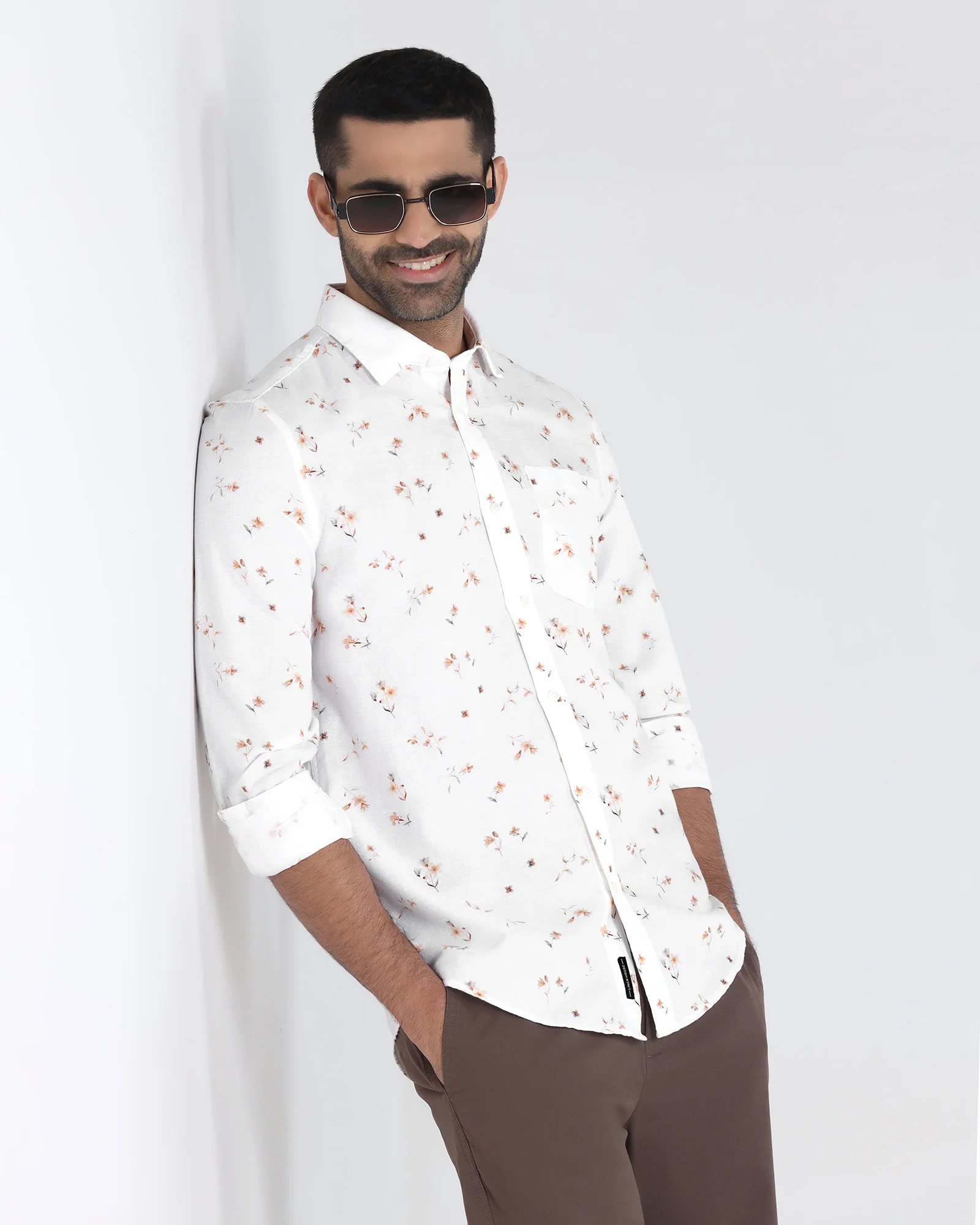 White Linen Printed Shirt - Arigo - Image 7