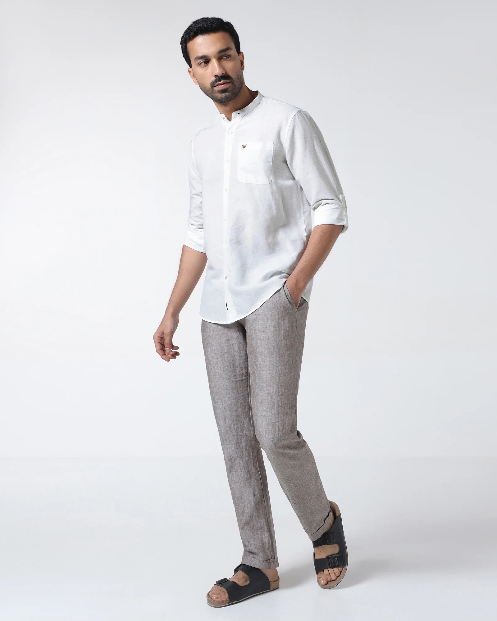 White Linen Solid Shirt - Cleo - Image 3
