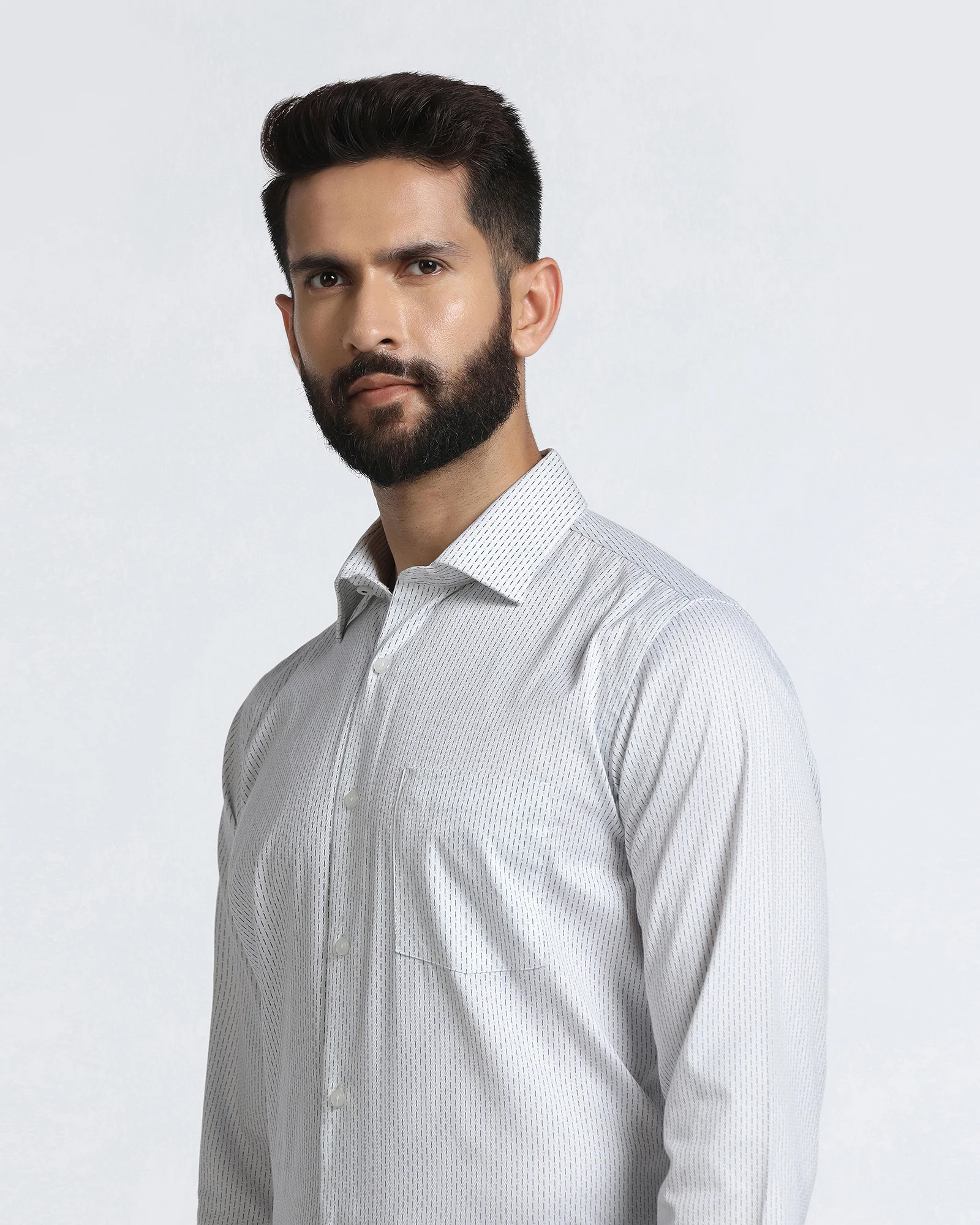 White Unwrinkle Printed Shirt - Radiant - Image 4