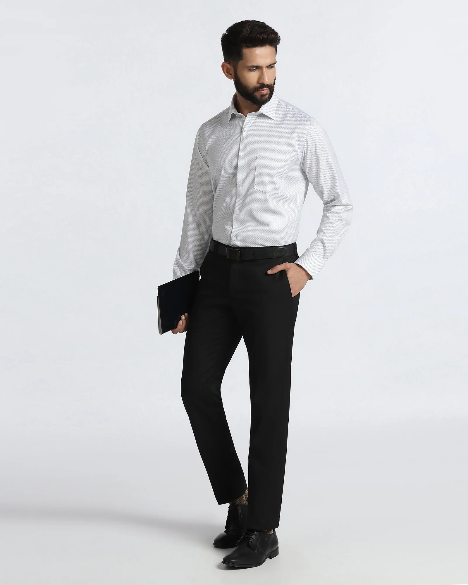White Unwrinkle Printed Shirt - Radiant - Image 7