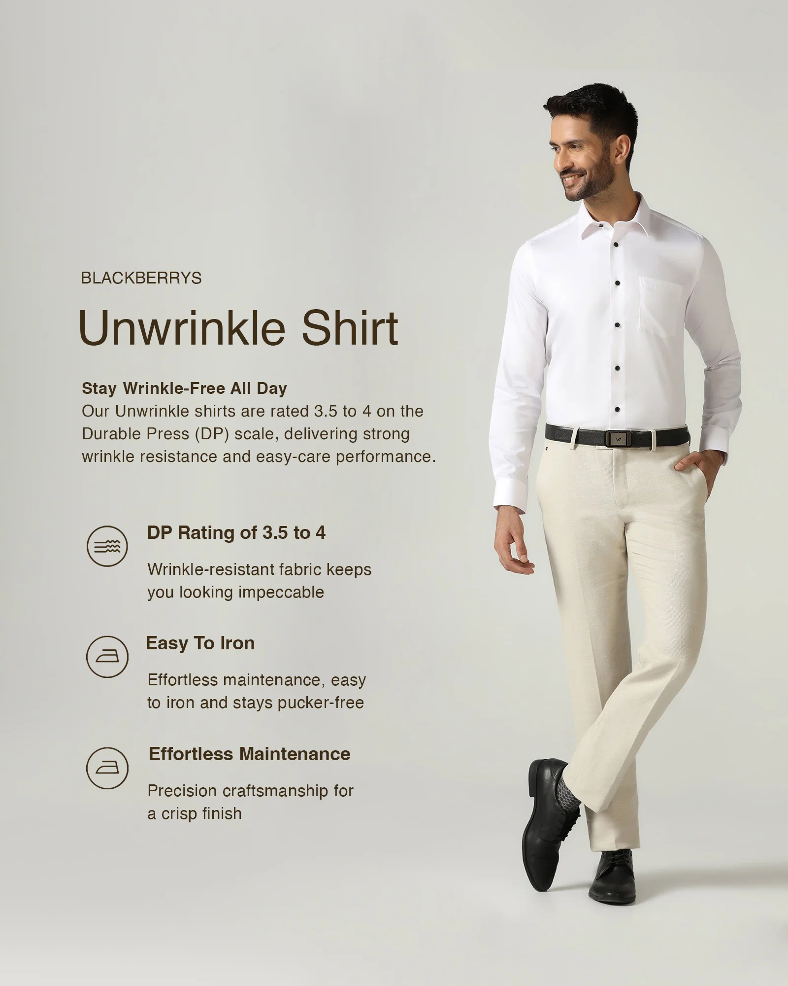 White Unwrinkle Solid Shirt - Sailor - Image 3