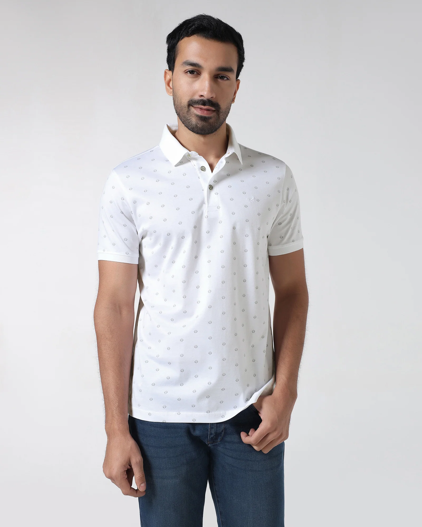 White Printed Polo - Joey