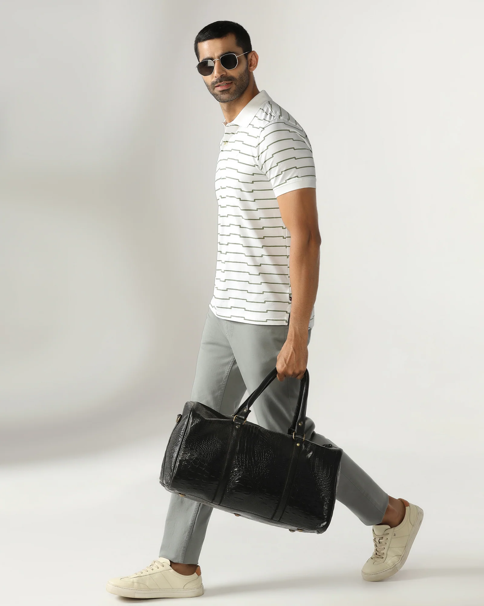 White Printed Polo - Maze - Image 8