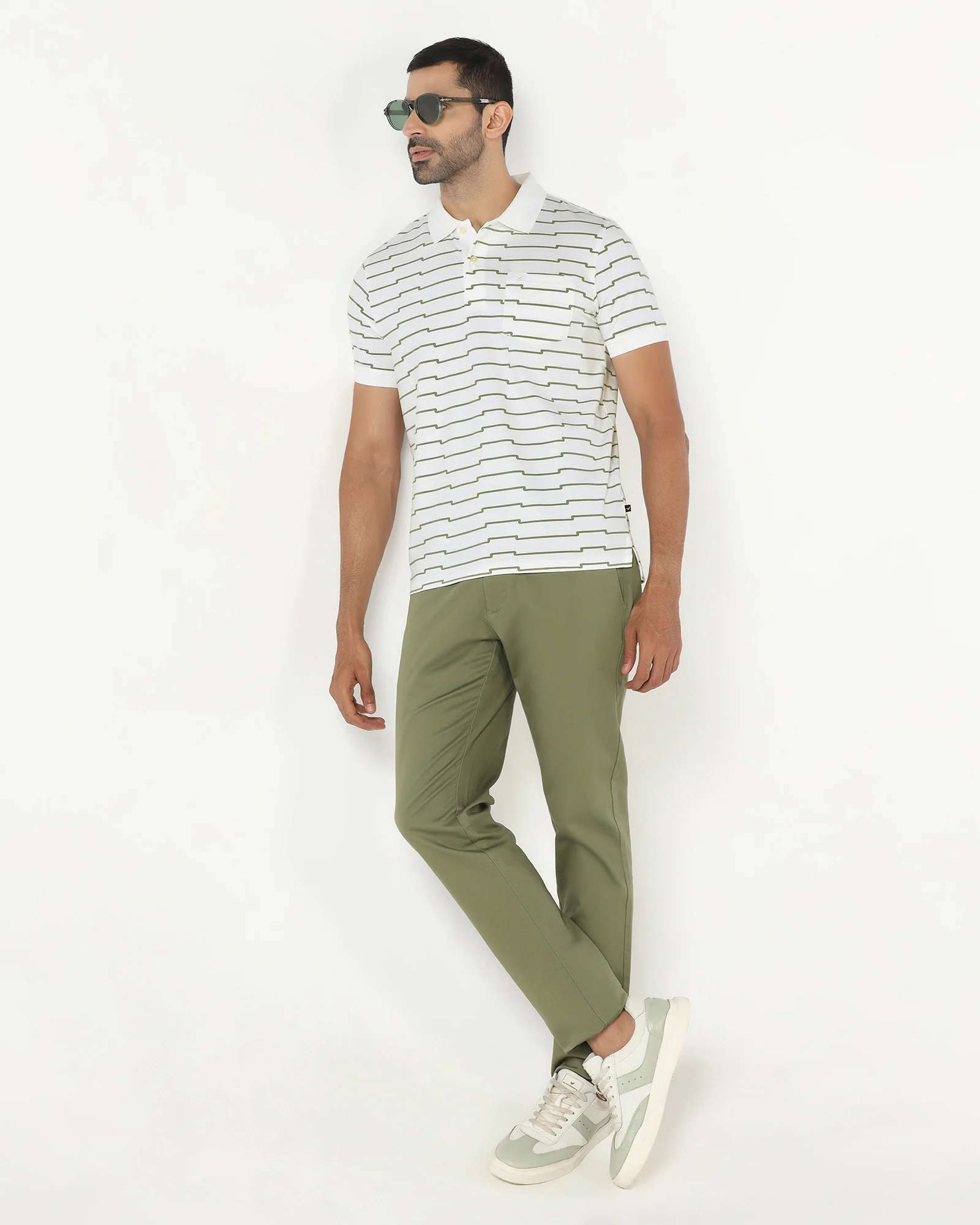 White Printed Polo - Maze - Image 8