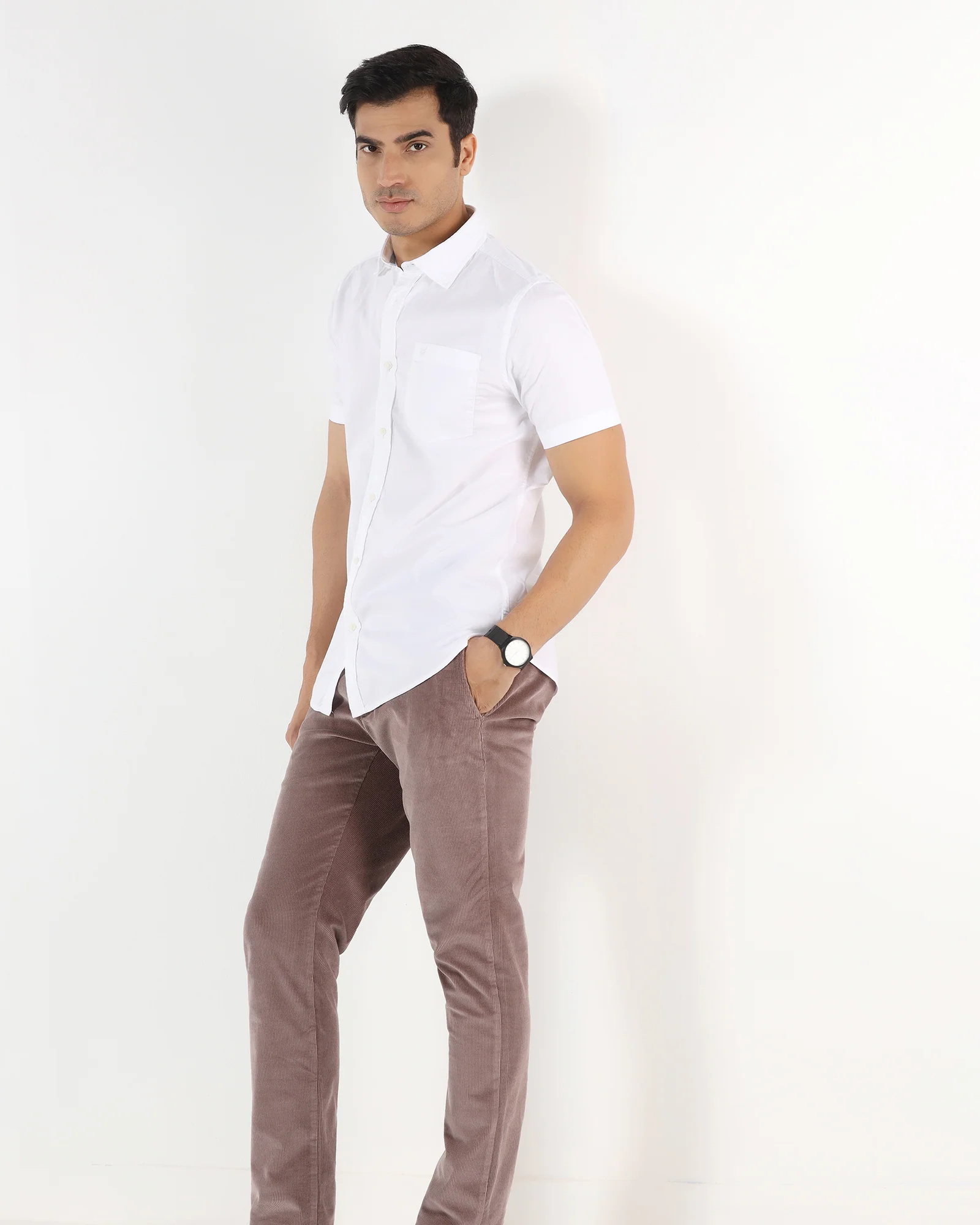 White Half Sleeve Solid Shirt - Trun - Image 6