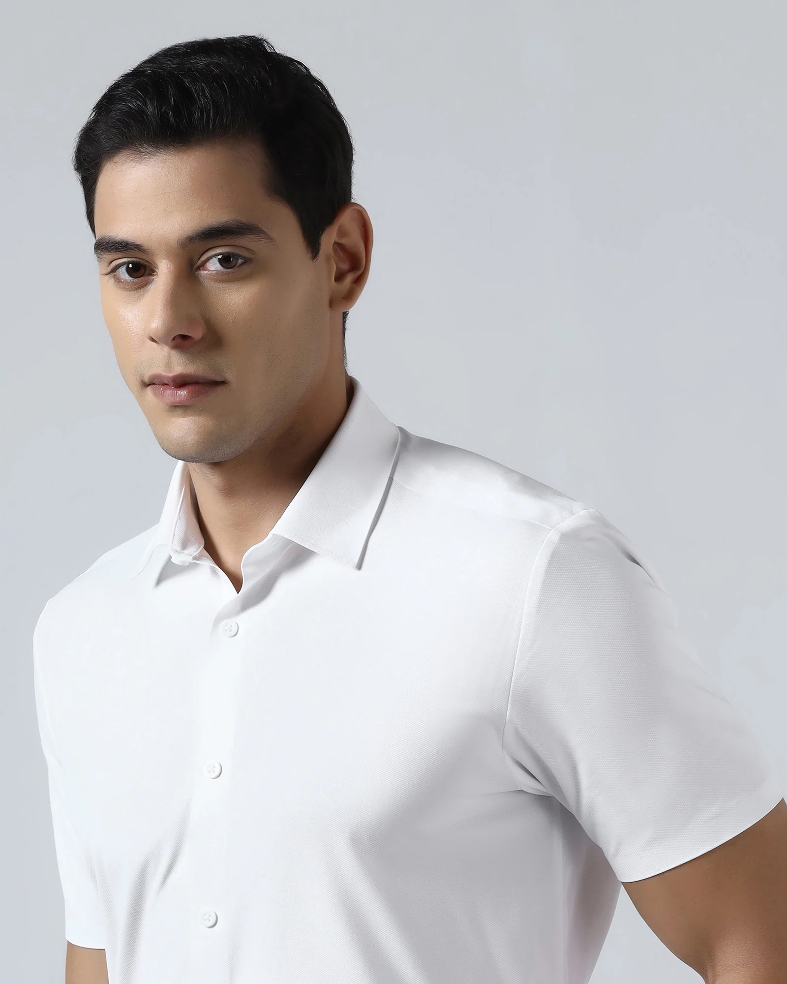 White Half Sleeve TechPro Textured Shirt - Henry - Image 3