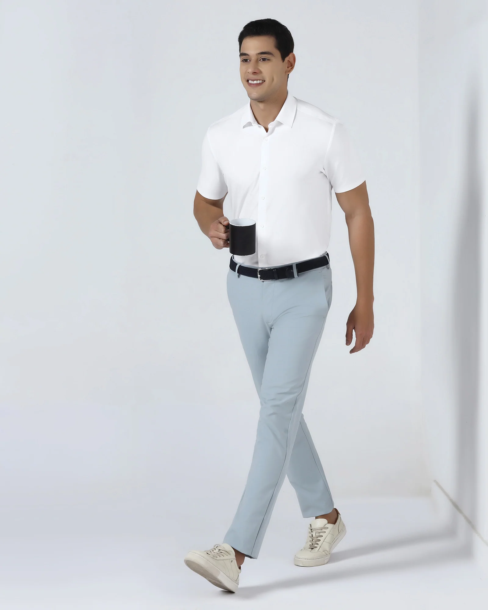 White Half Sleeve TechPro Textured Shirt - Henry - Image 6