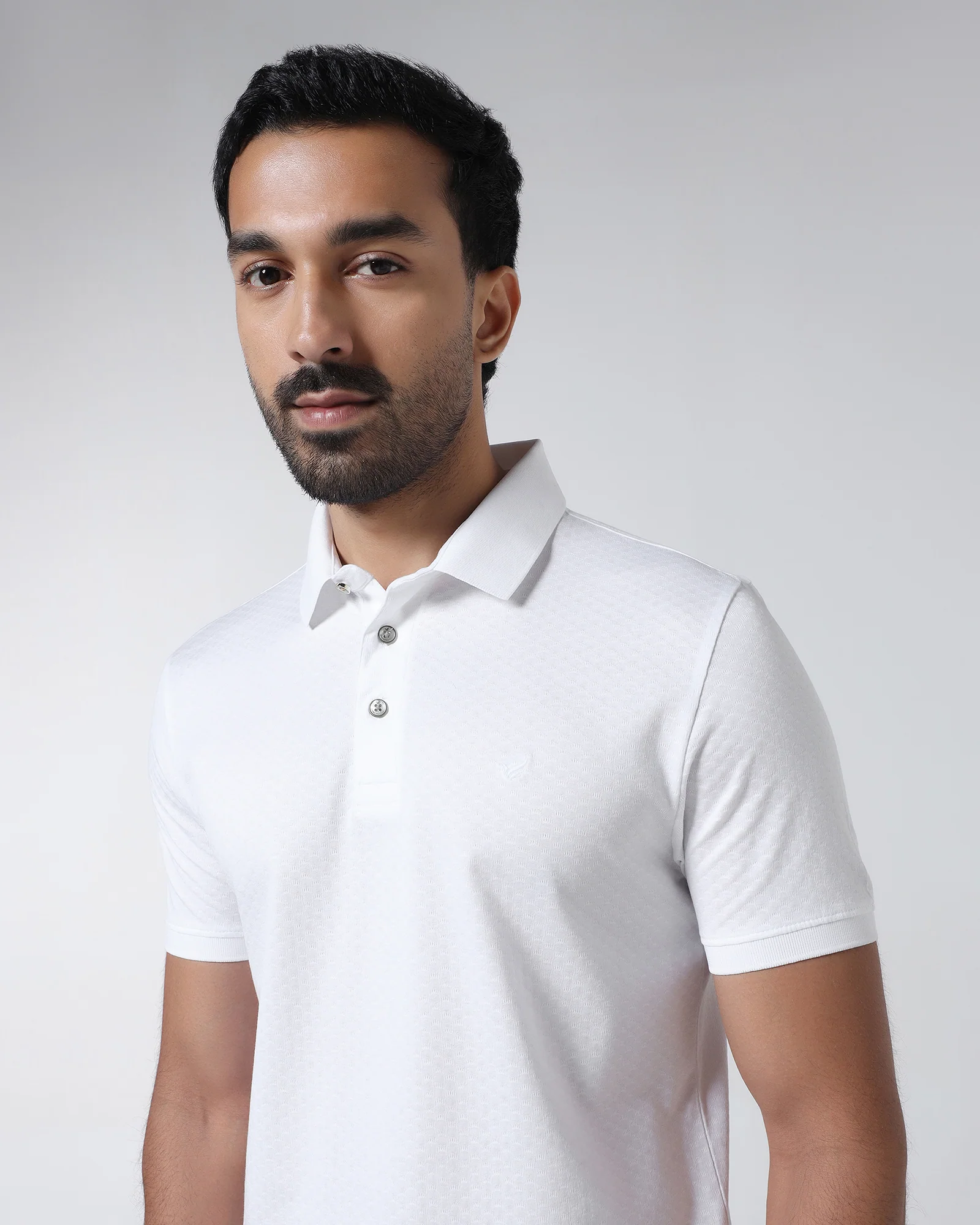 White Textured Polo - Gama - Image 4
