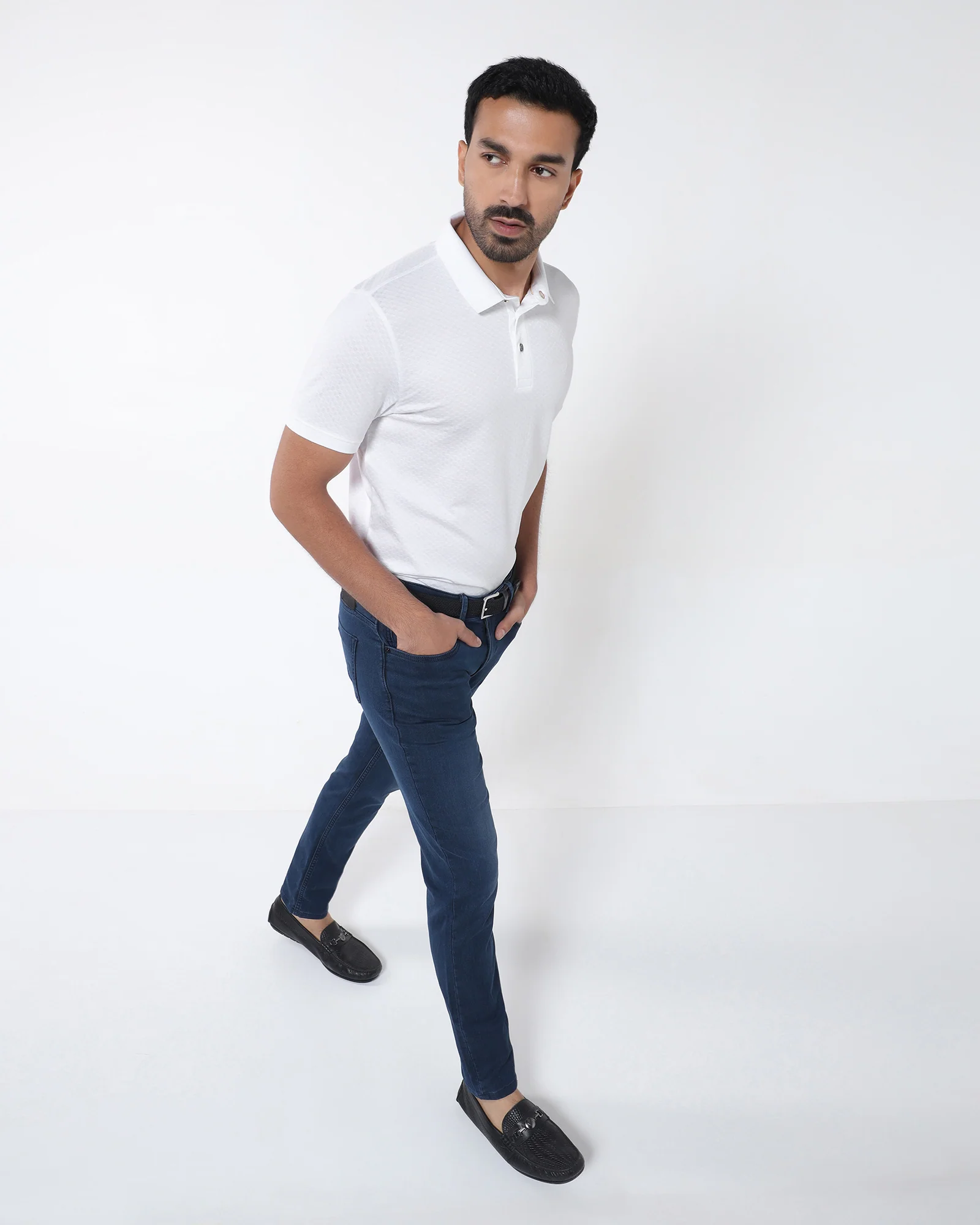White Textured Polo - Gama - Image 8