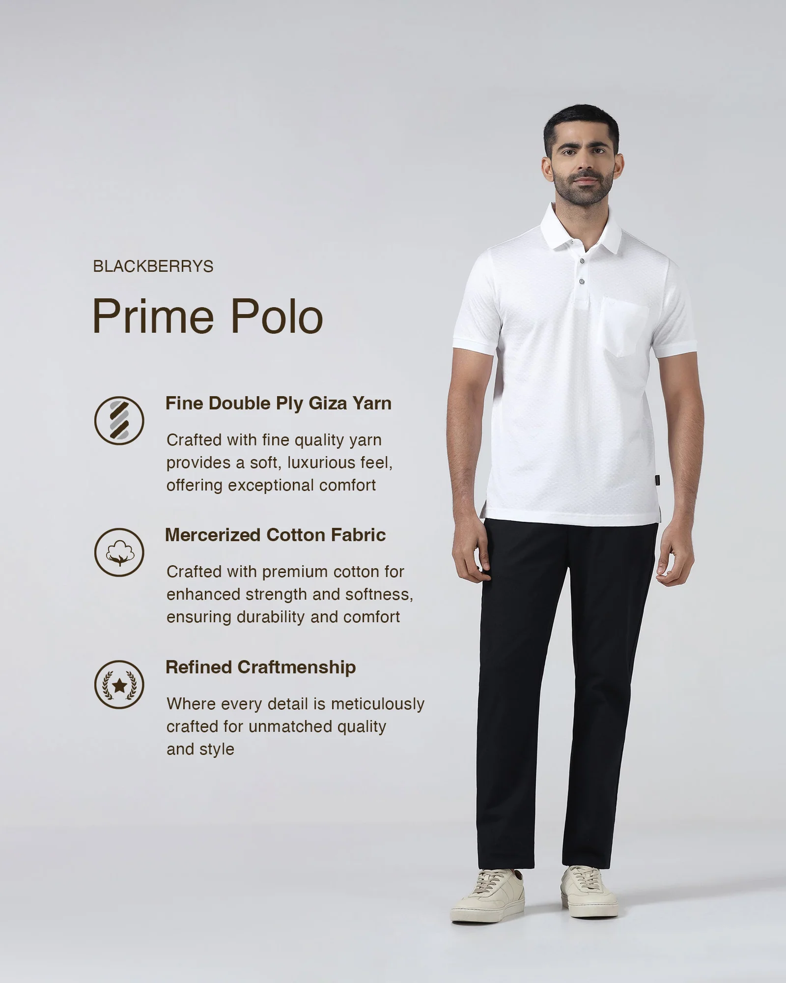 White Textured Polo - Gama - Image 3