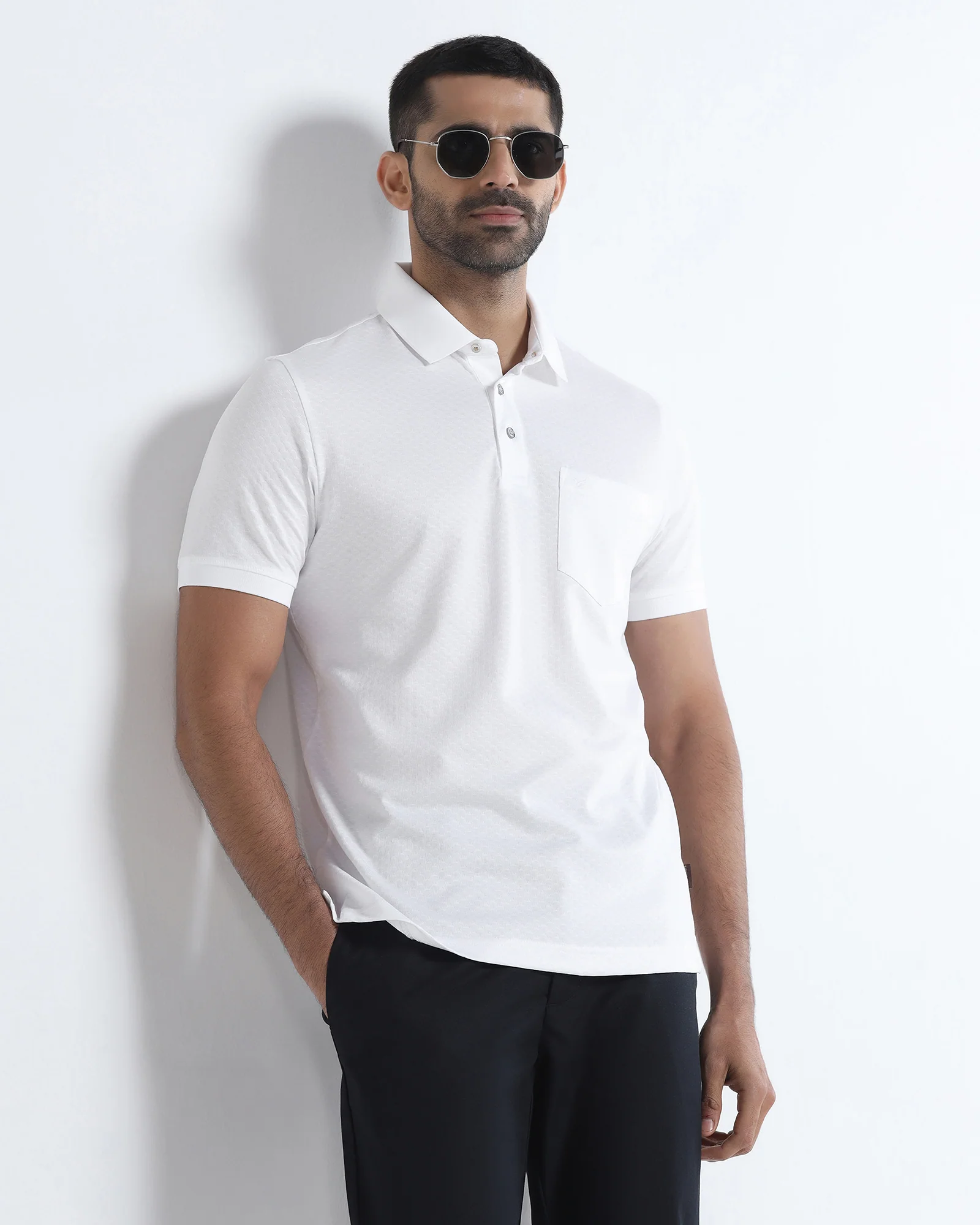 White Textured Polo - Gama - Image 7