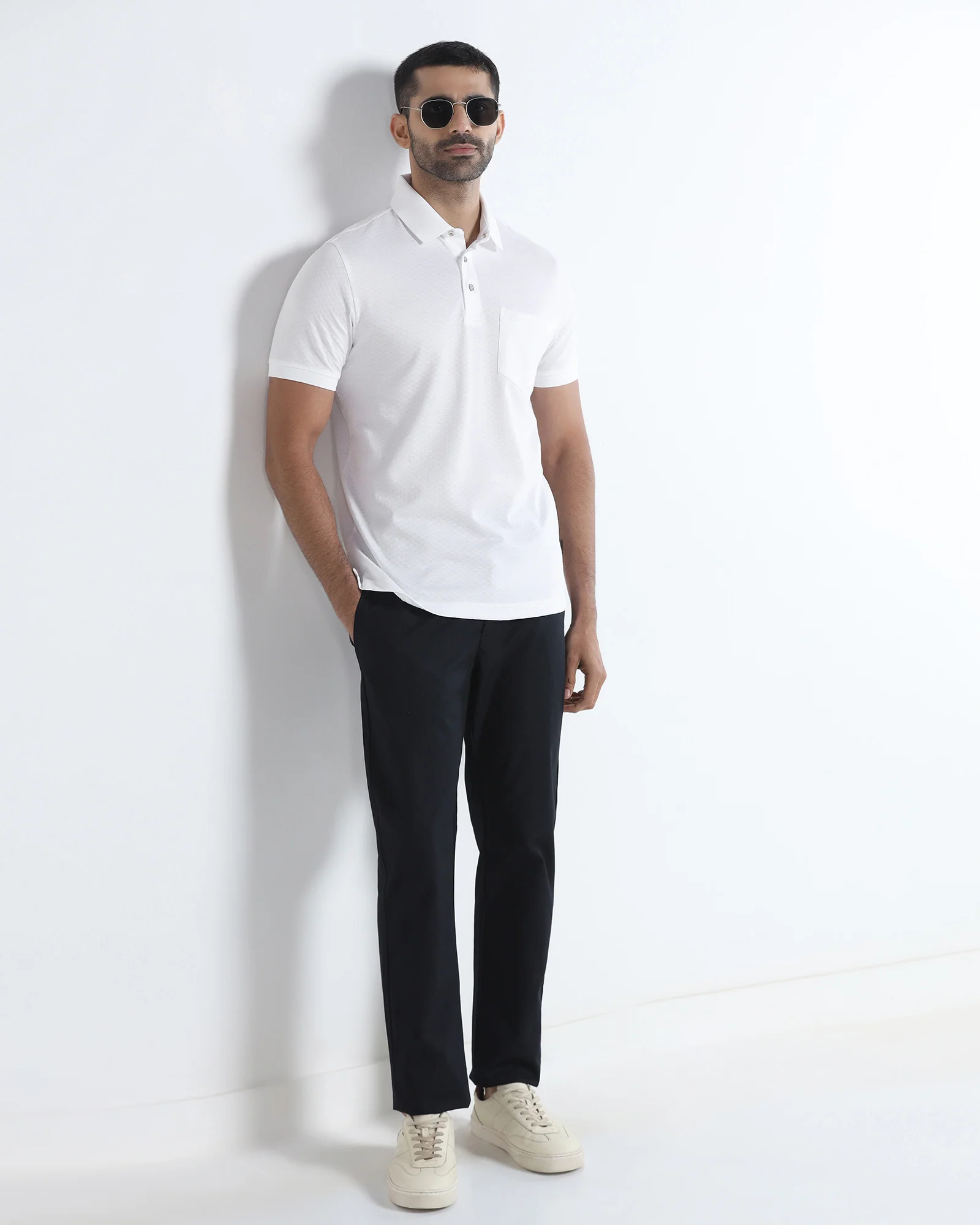 White Textured Polo - Gama - Image 8