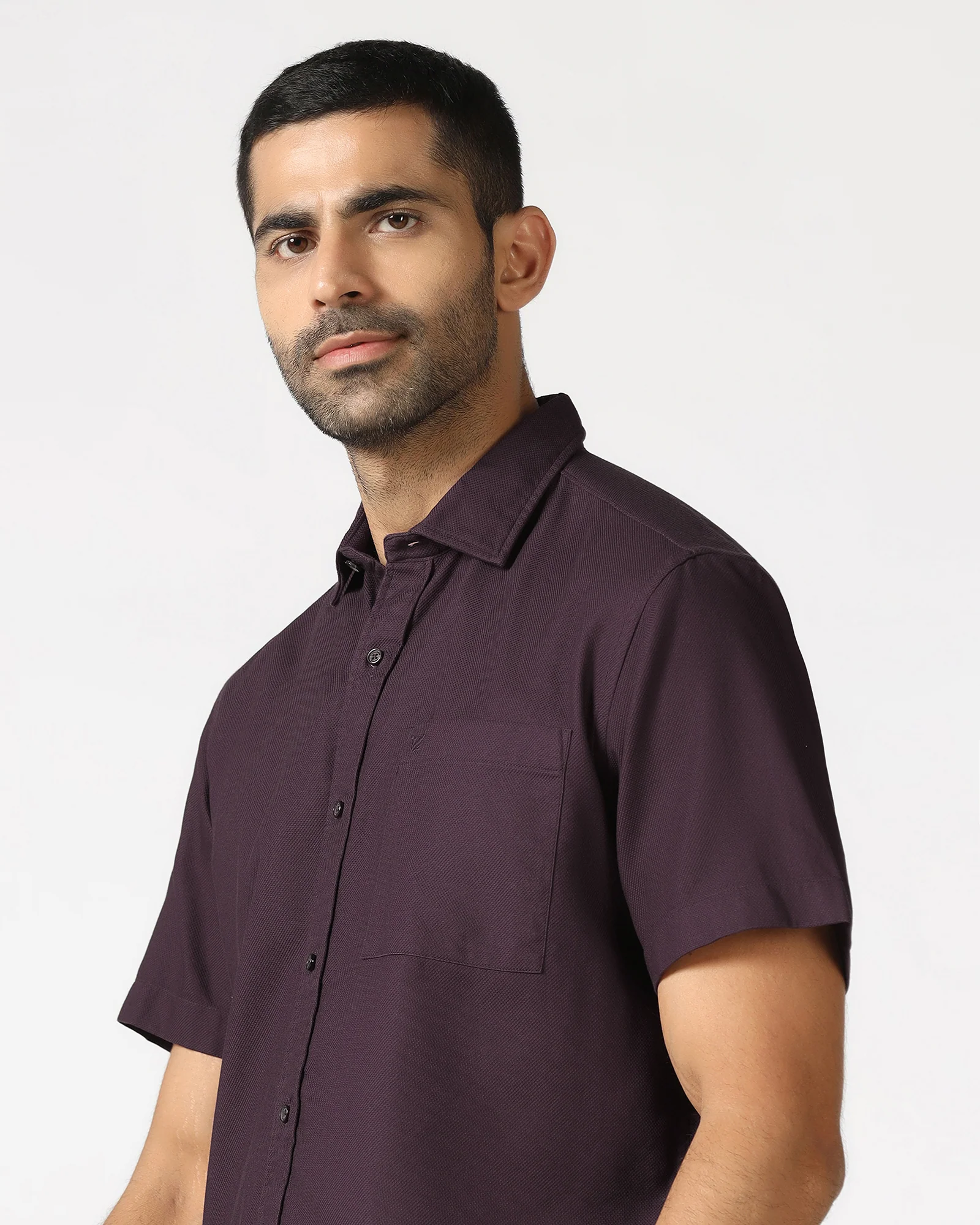 Wine Half Sleeve Textured Shirt - Caty - Image 4