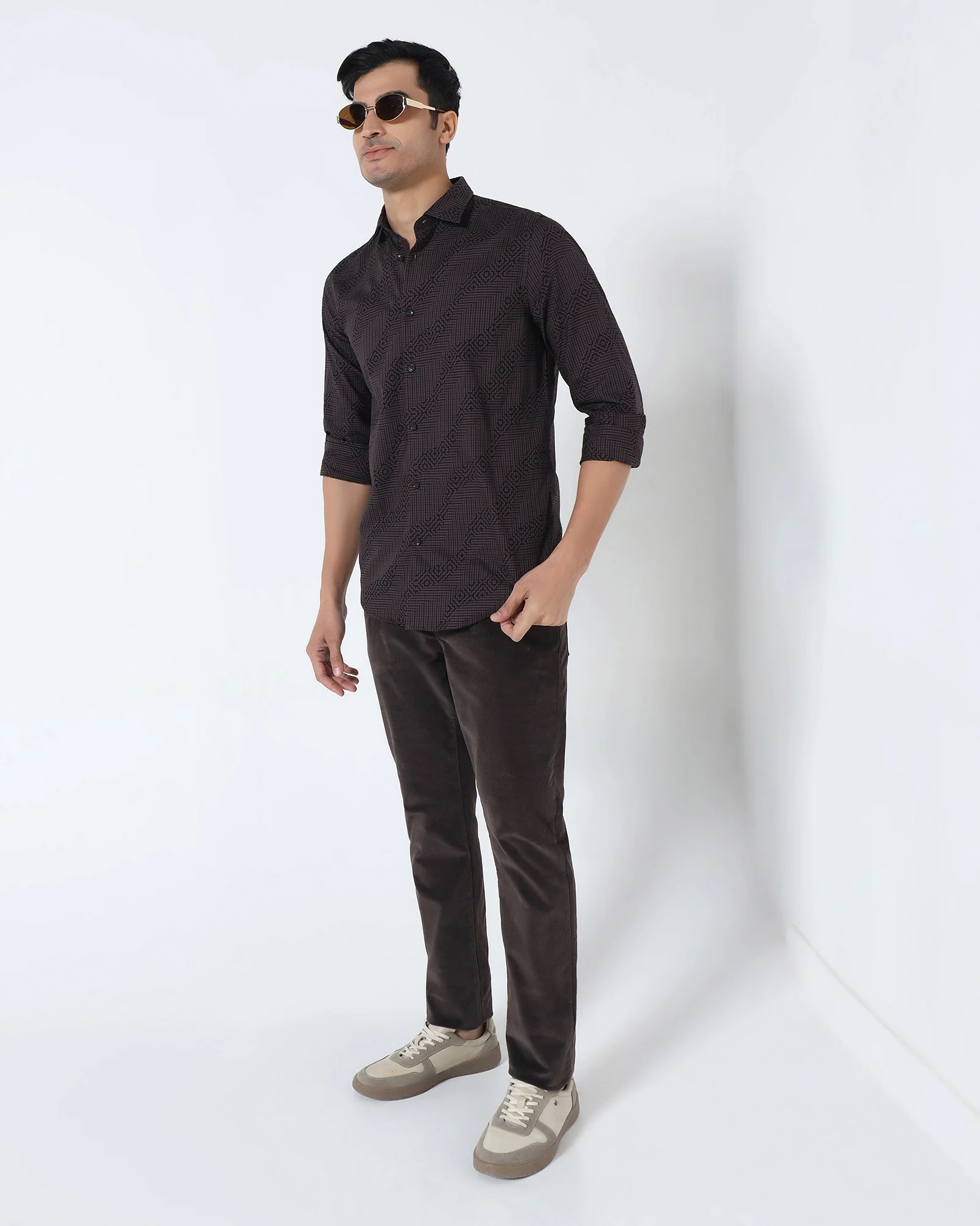 Wine Jacquard Shirt - Neol - Image 7