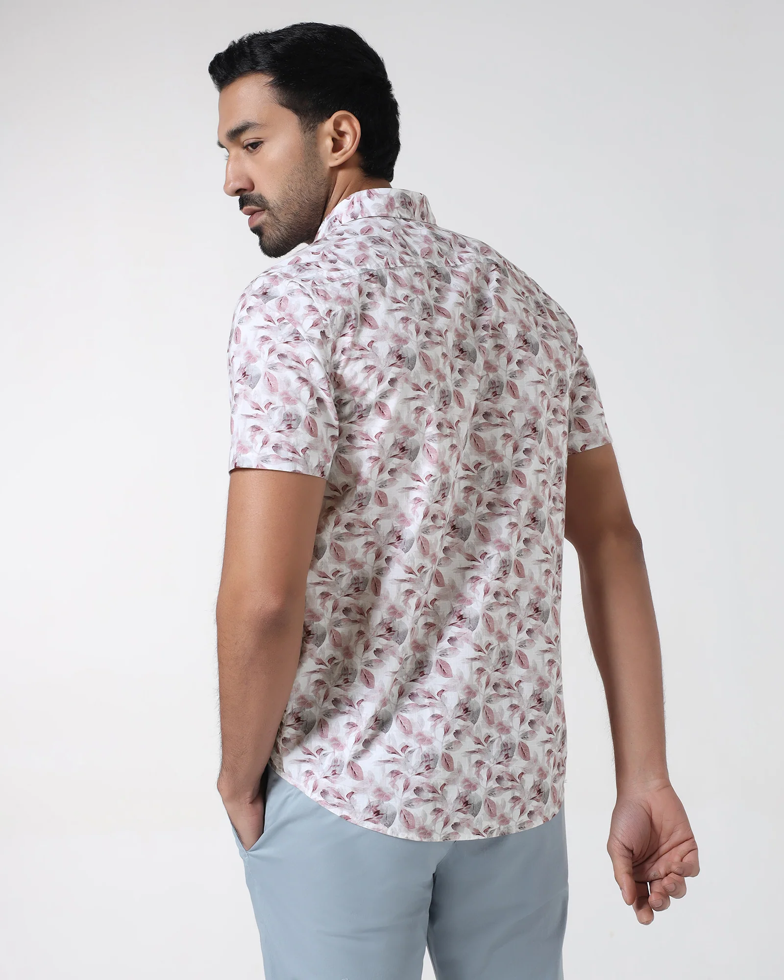 Wine Half Sleeve Printed Shirt - Enric - Image 2