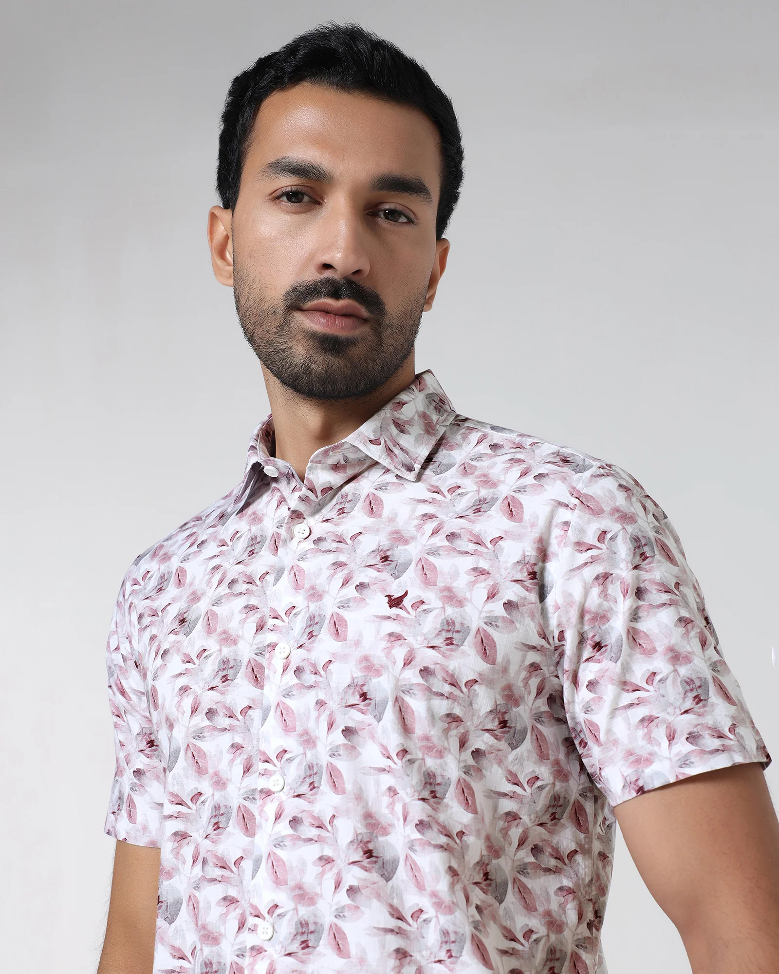 Wine Half Sleeve Printed Shirt - Enric - Image 4