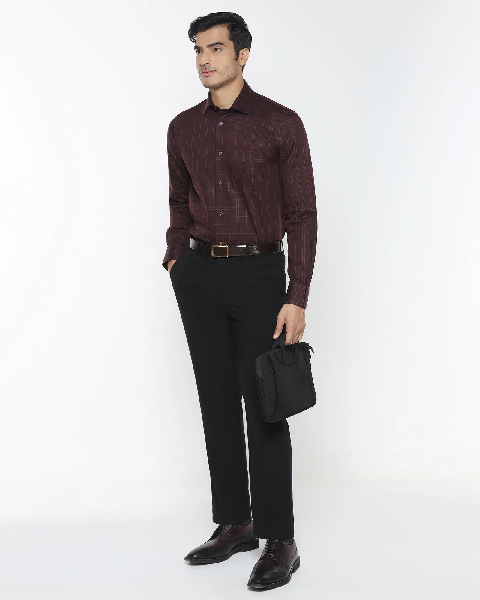 Wine Red Check Shirt - Axton - Image 7