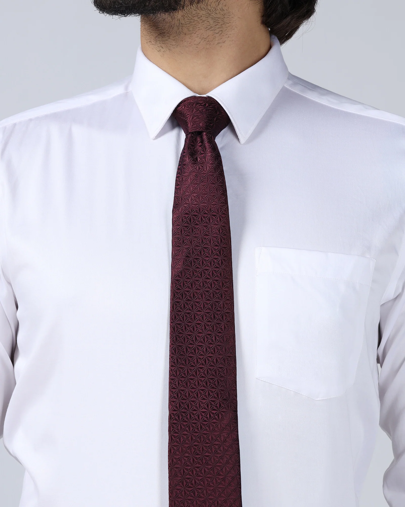 Wine Silk Jacquard Tie - Wilber - Image 3
