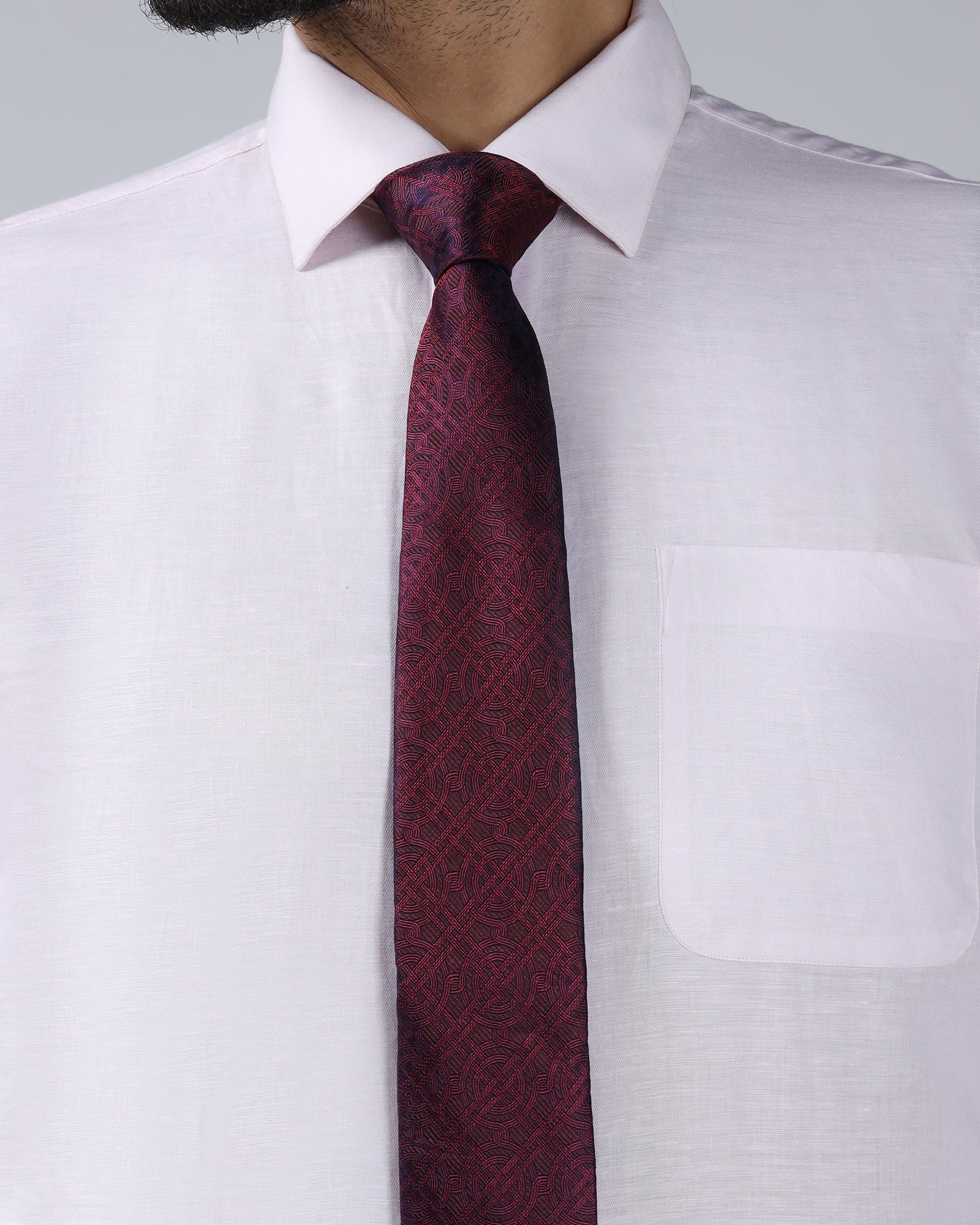 Wine Silk Jacquard Tie - Wynston - Image 3