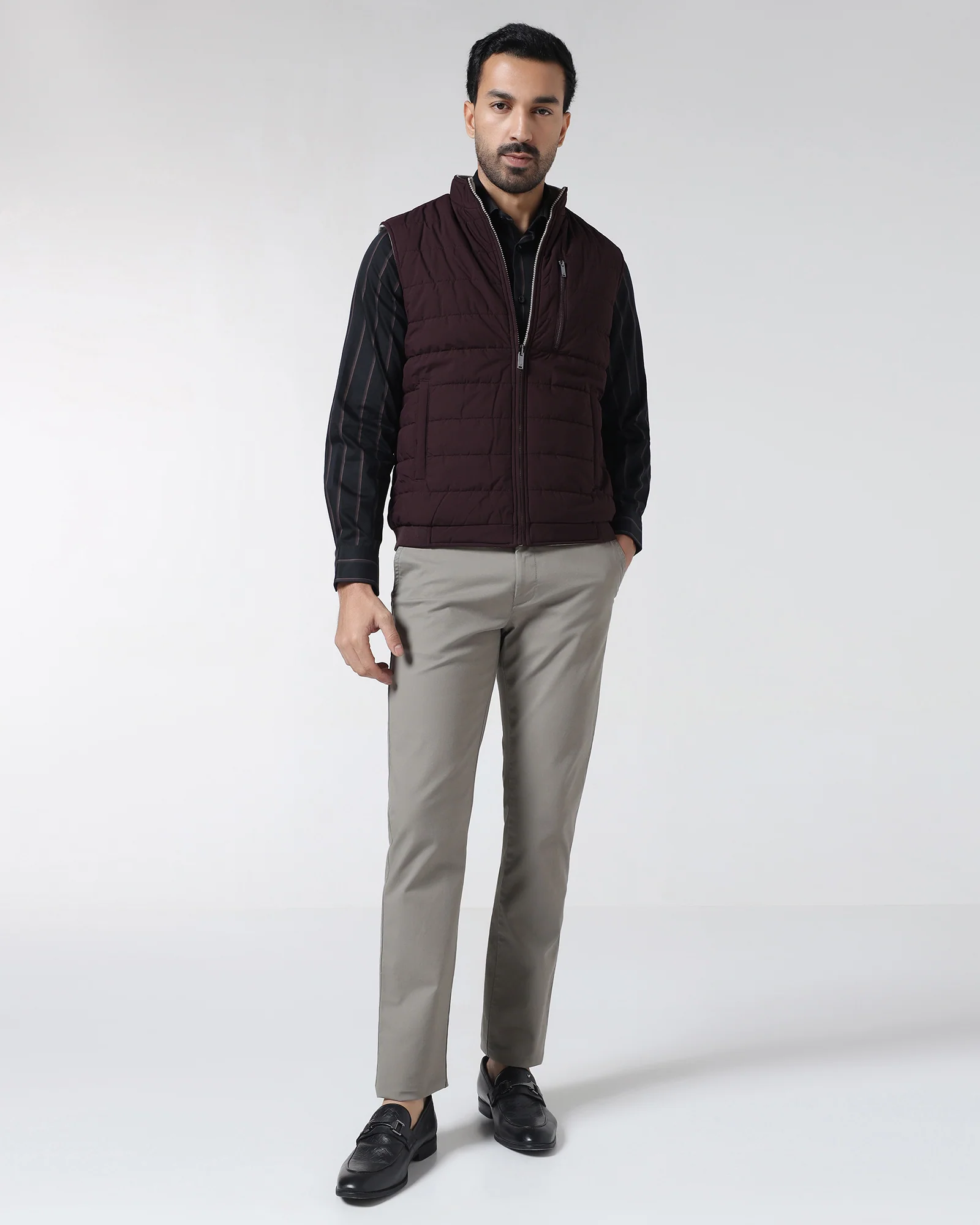 Wine Reversible Solid Zipper Jacket - Zietro - Image 3