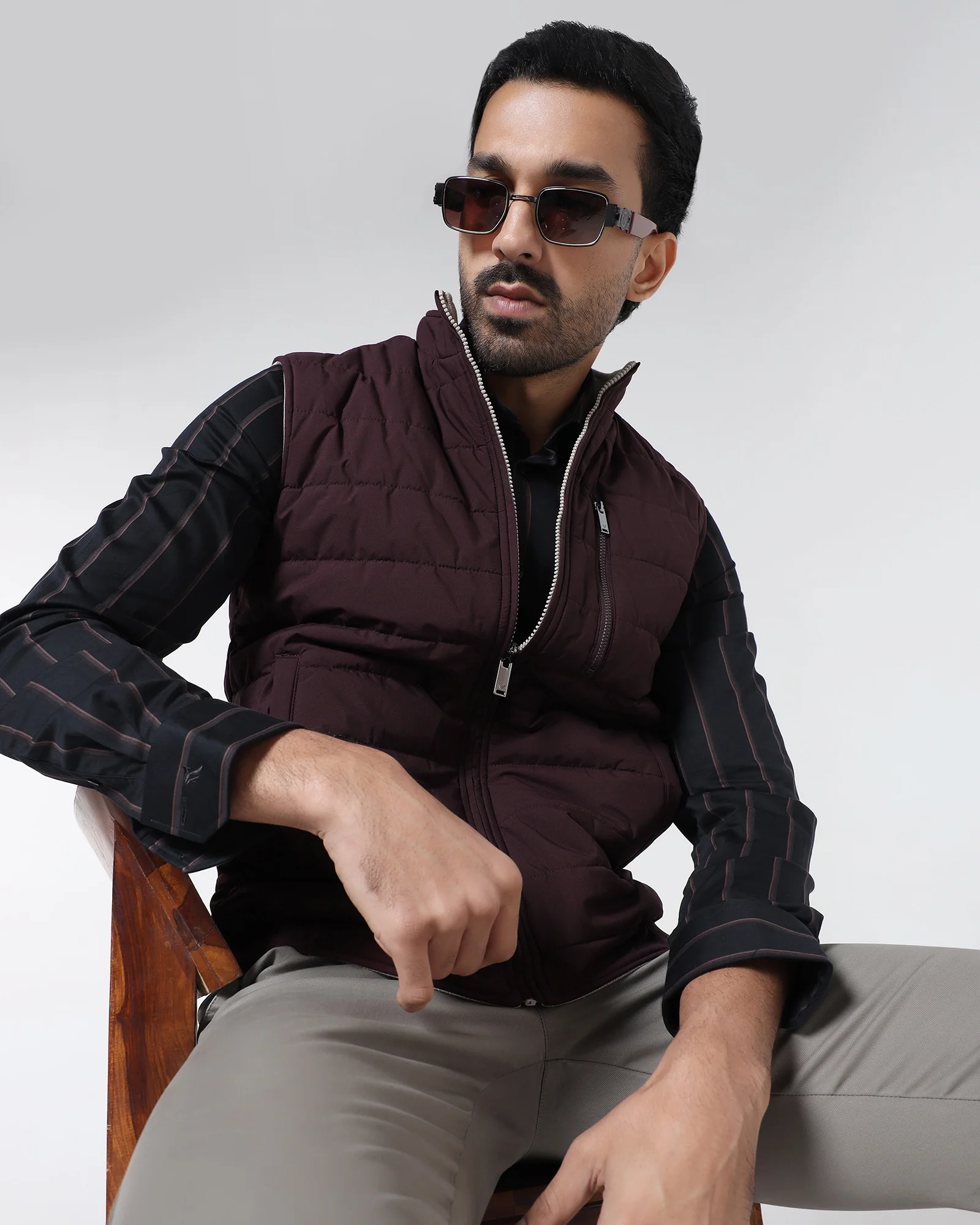 Wine Reversible Solid Zipper Jacket - Zietro - Image 6