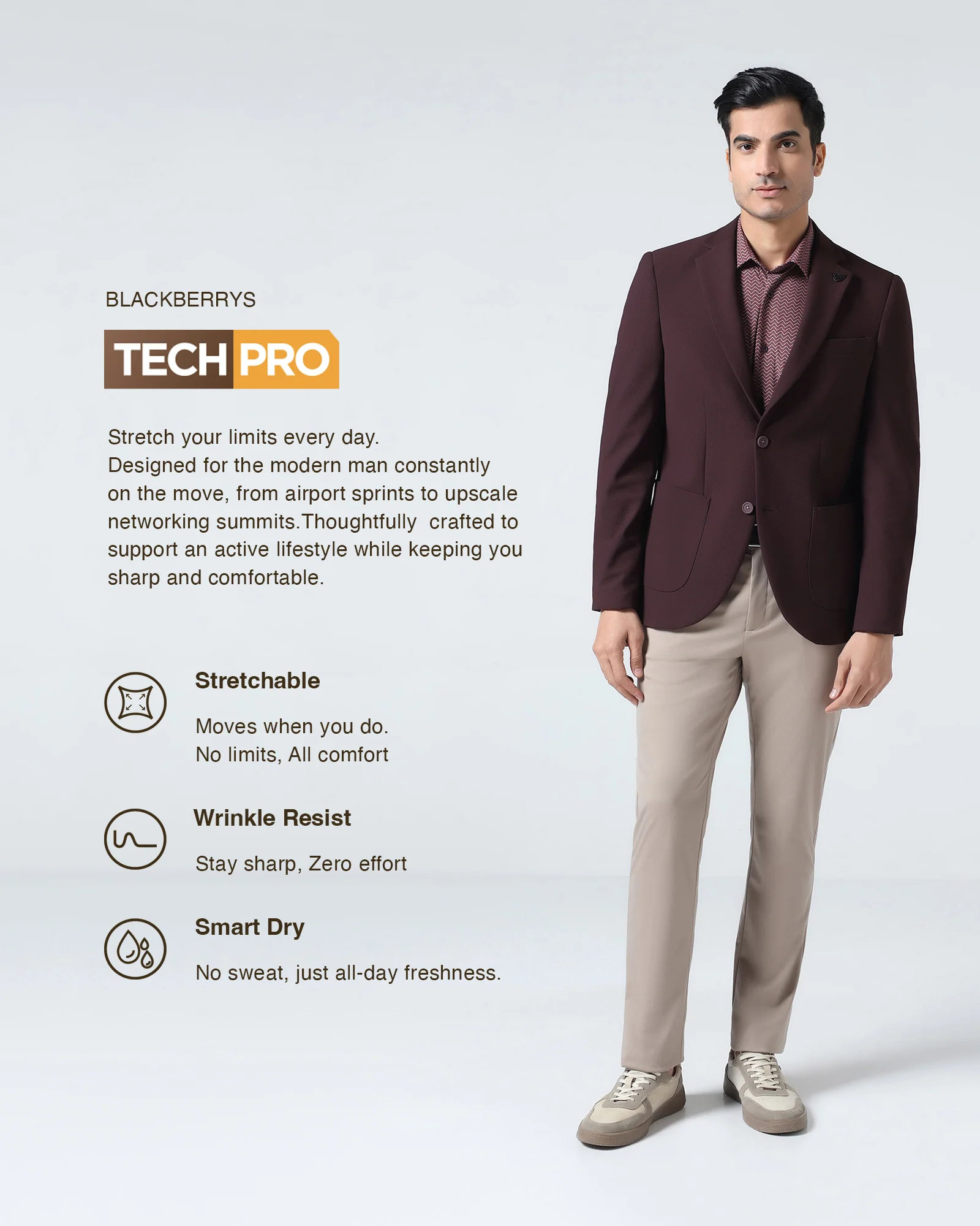 Wine TechPro Textured Blazer - Rodrygo - Image 3